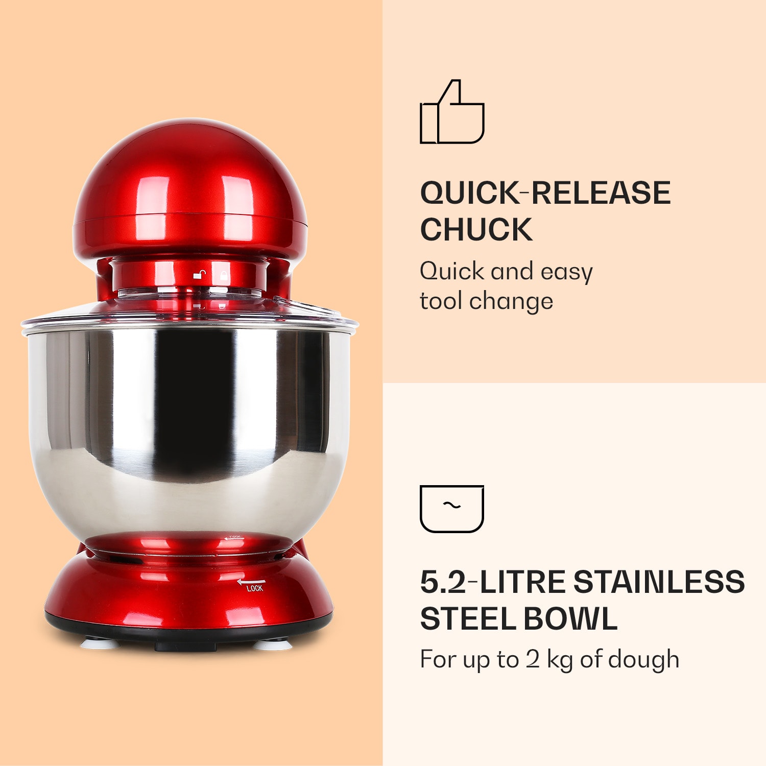 Klarstein Bella, kuchynský robot, 1800 W, 2,7 PS, 5,2 l – Obrázok 5