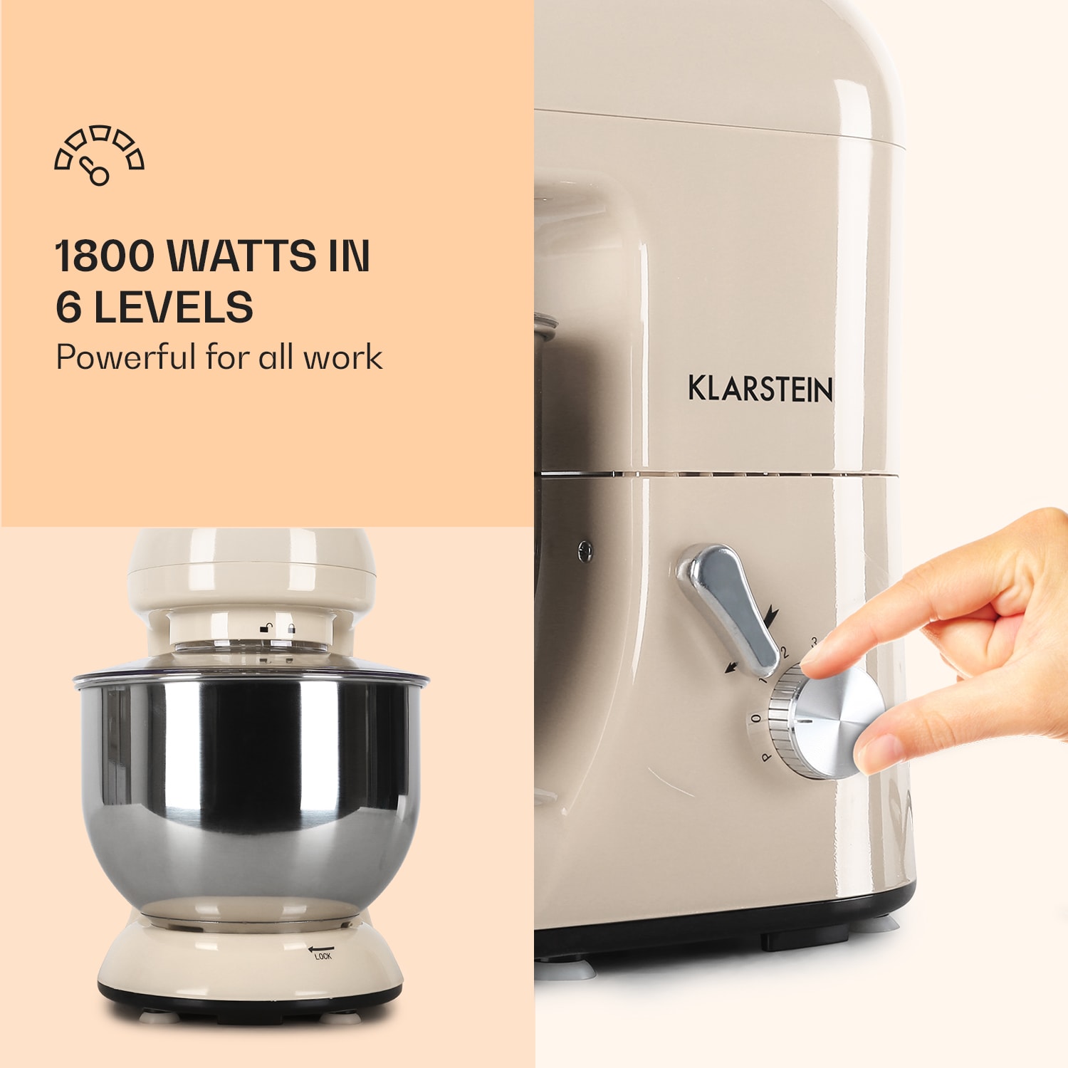 Klarstein Bella, kuchynský robot, 1800 W, 2,7 PS, 5,2 l – Obrázok 3