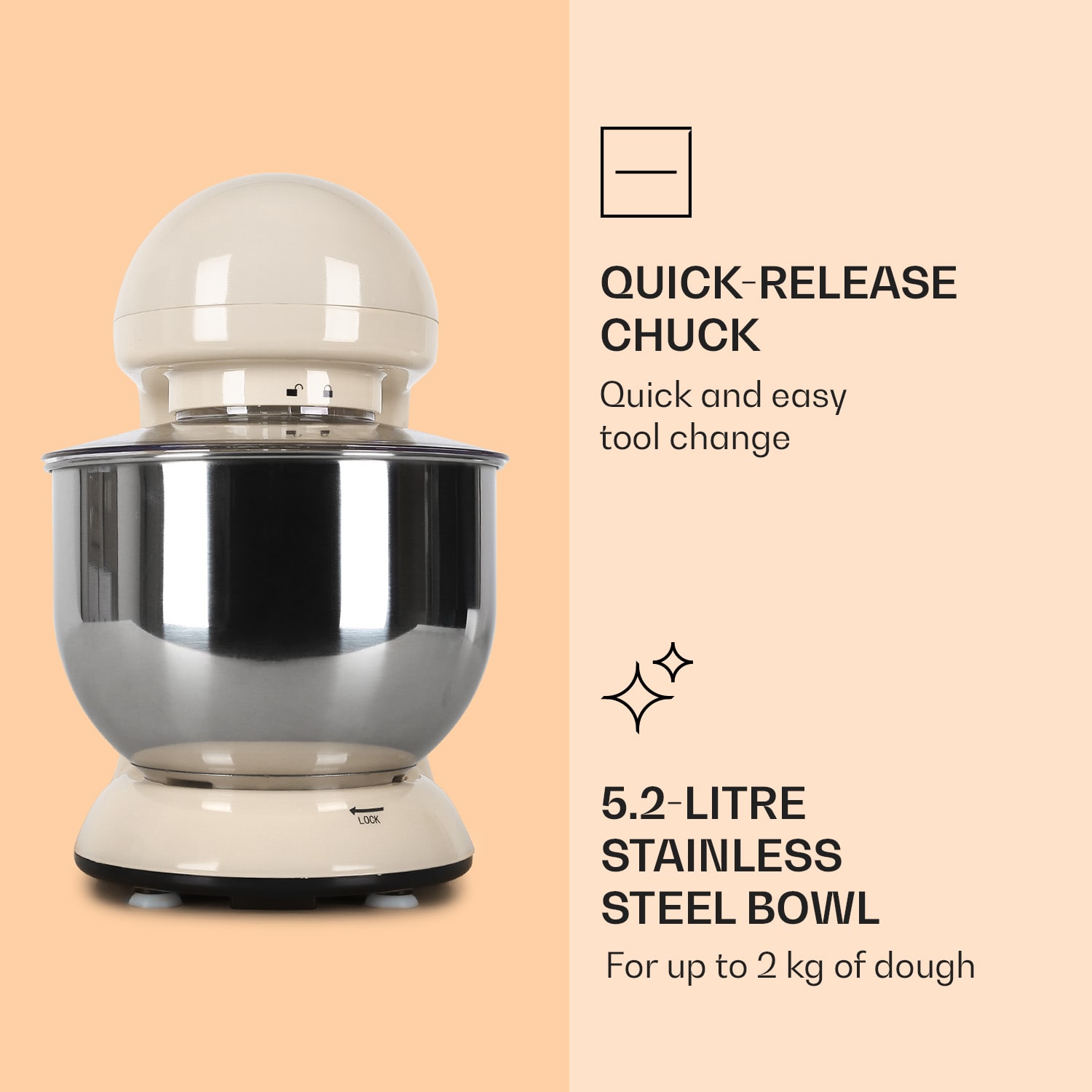 Klarstein Bella, kuchynský robot, 1800 W, 2,7 PS, 5,2 l – Obrázok 5