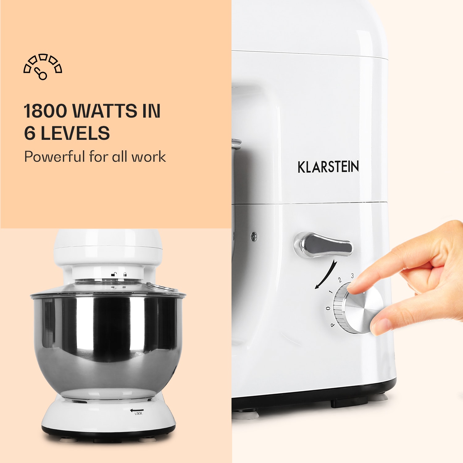 Klarstein Bella, kuchynský robot, 1800 W, 2,7 PS, 5,2 l – Obrázok 3