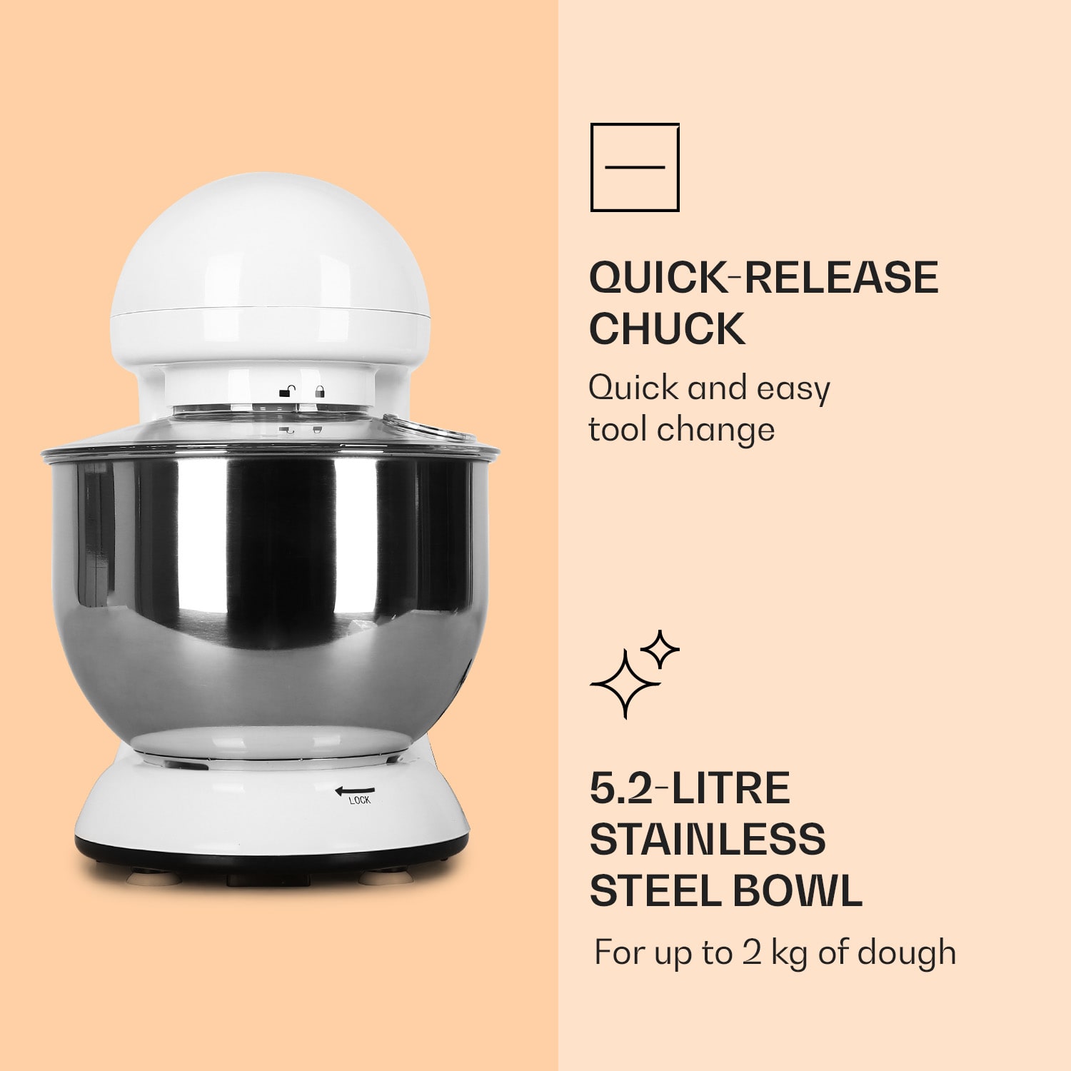 Klarstein Bella, kuchynský robot, 1800 W, 2,7 PS, 5,2 l – Obrázok 5