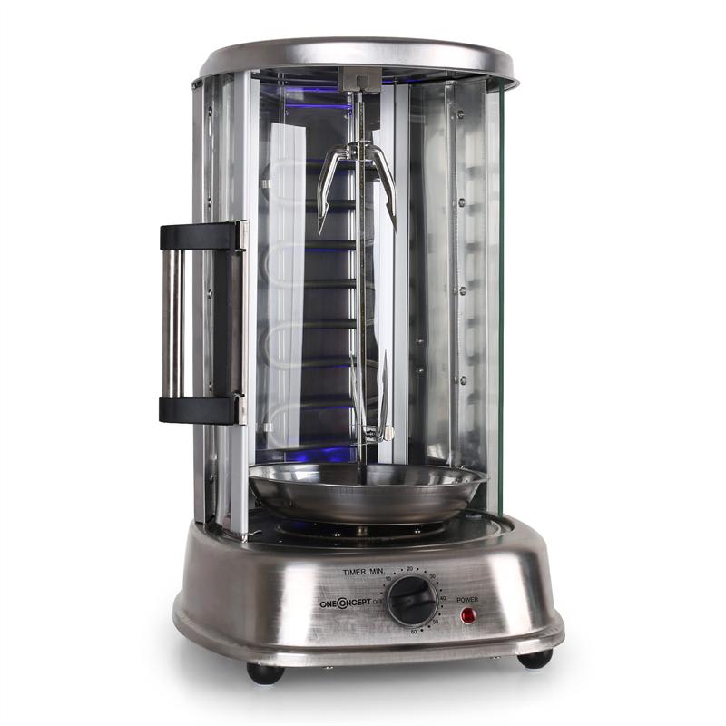OneConcept Kebap Master Pro, vertikálny gril, 1500 W, strieborný – Obrázok 5