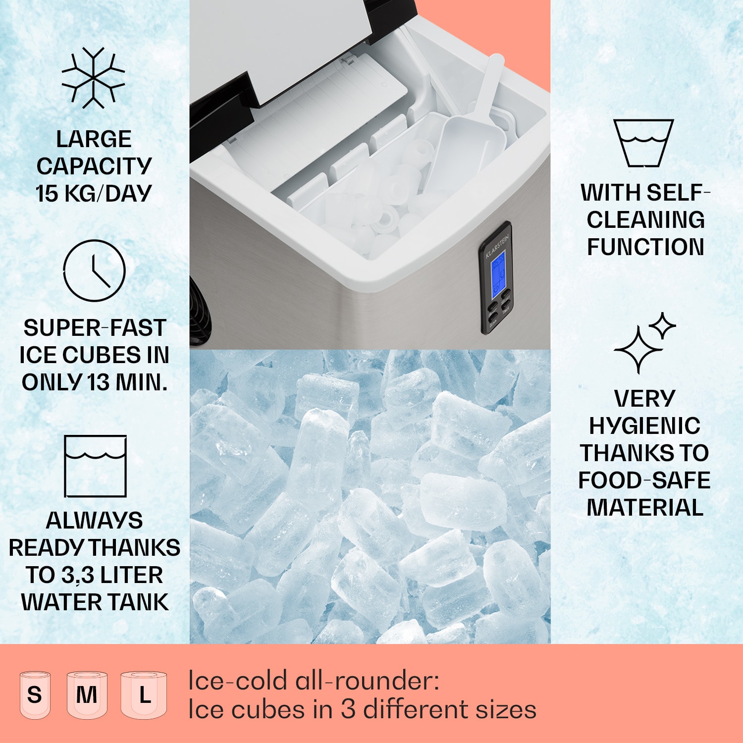 Klarstein Mr. Black-Frost, výrobník ľadu, 150 W, stroj na výrobu ľadu – Obrázok 2