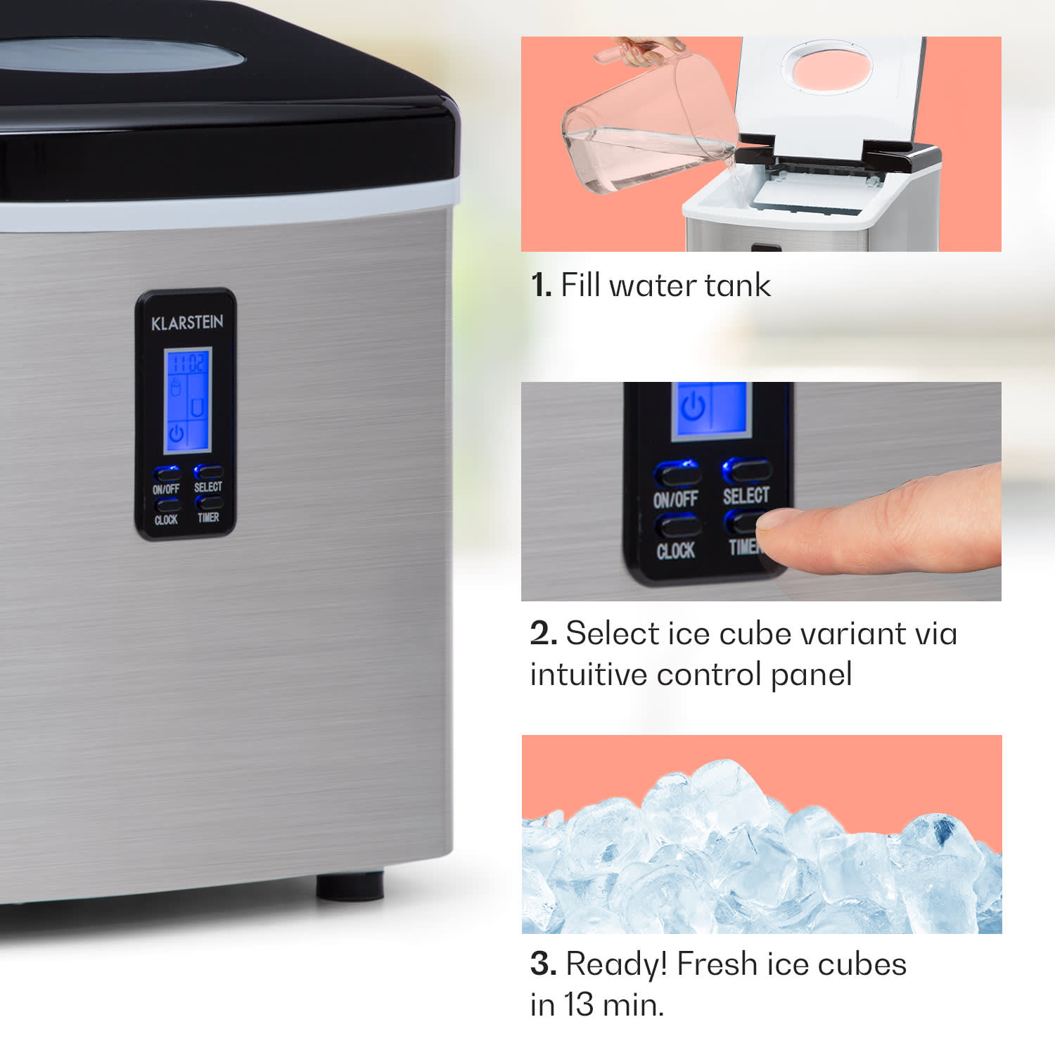 Klarstein Mr. Black-Frost, výrobník ľadu, 150 W, stroj na výrobu ľadu – Obrázok 4