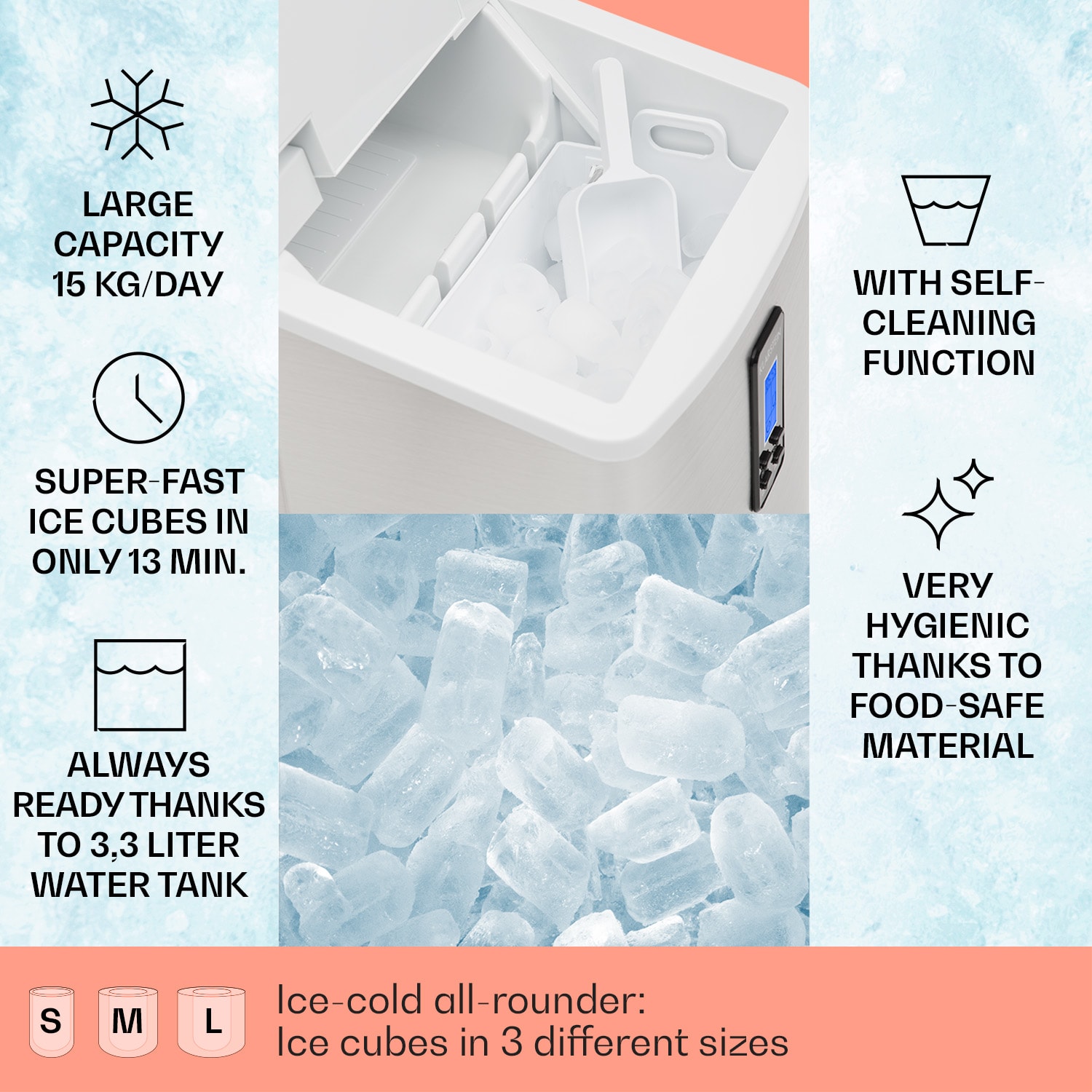 Klarstein Mr. Black-Frost, výrobník ľadu, 150 W, stroj na výrobu ľadu – Obrázok 2