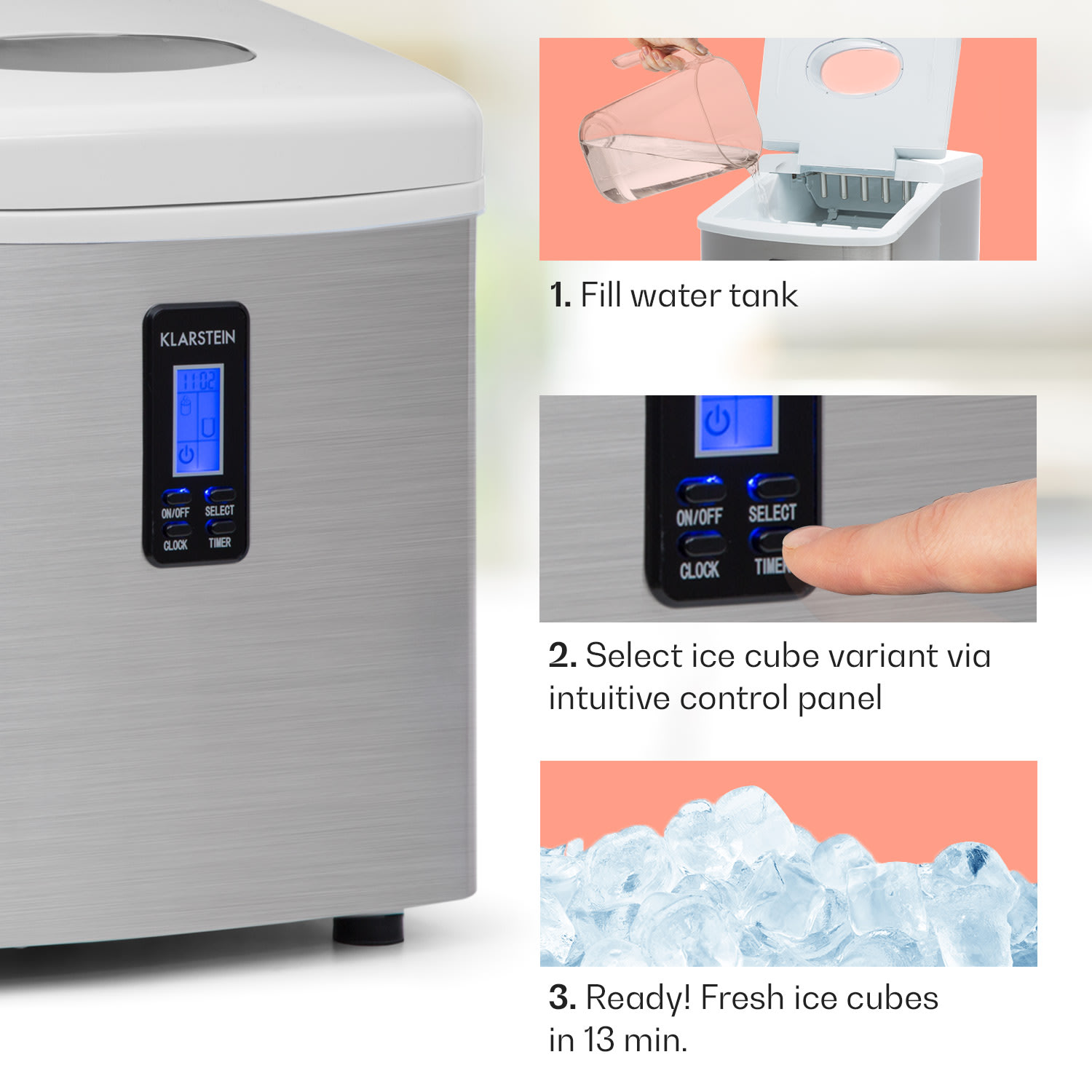 Klarstein Mr. Black-Frost, výrobník ľadu, 150 W, stroj na výrobu ľadu – Obrázok 4