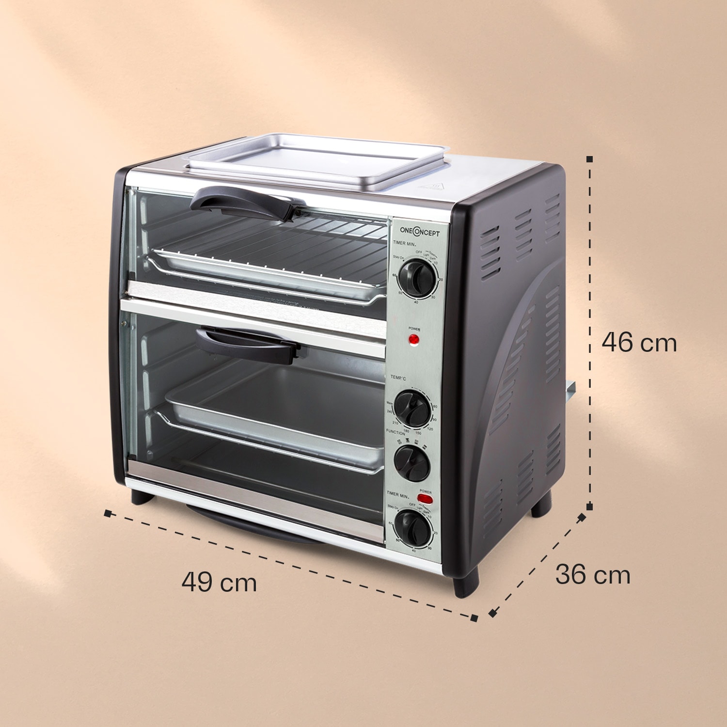 OneConcept All-You-Can-Eat, dvojitá minirúra s grilovaciou platňou, 42 l, 2350 W – Obrázok 5