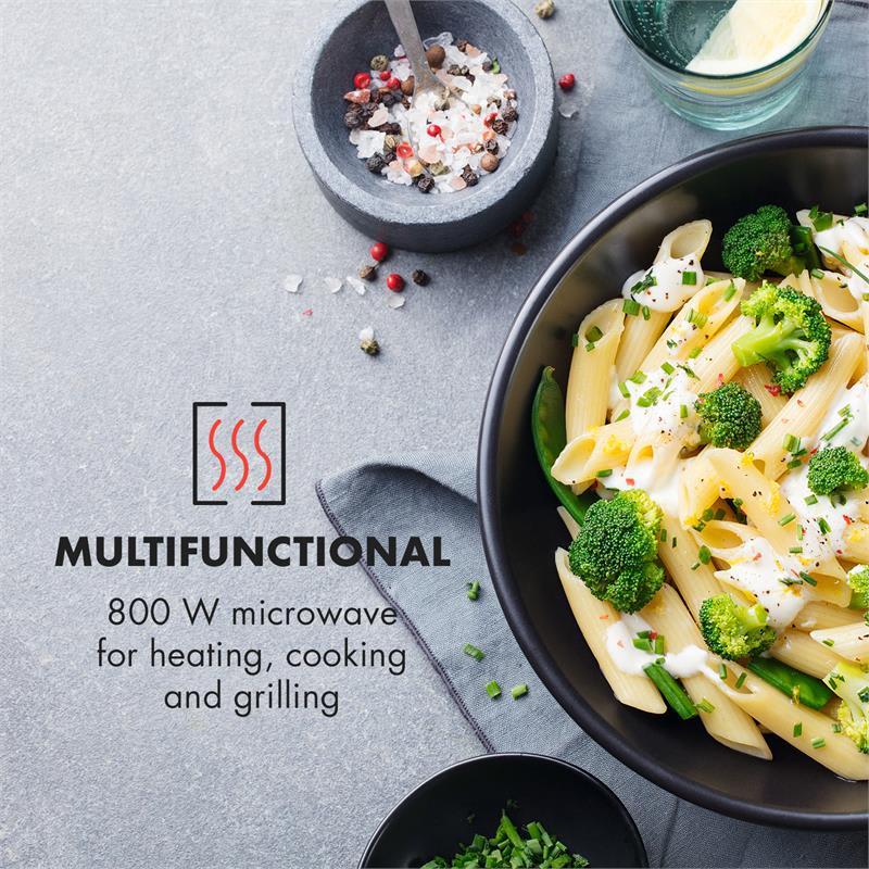 Klarstein Fine Dinesty, mikrovlnná rúra 2 v 1, 23 l, 800 W, gril: 1000 W, retro, 12 programov, červená – Obrázok 4