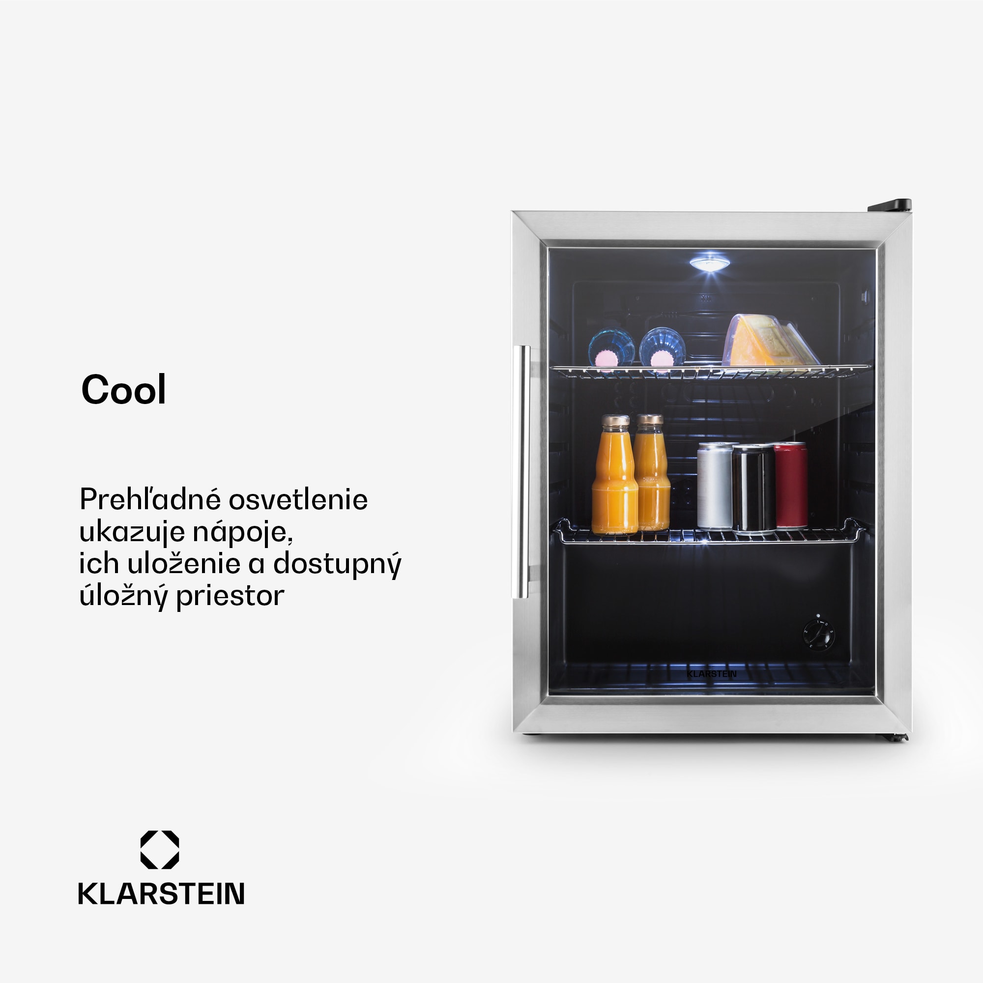 Klarstein Beersafe XL, chladnička, 60 l, energet. trieda D, sklenené dvierka, nehrdzavejúca oceľ – Obrázok 3