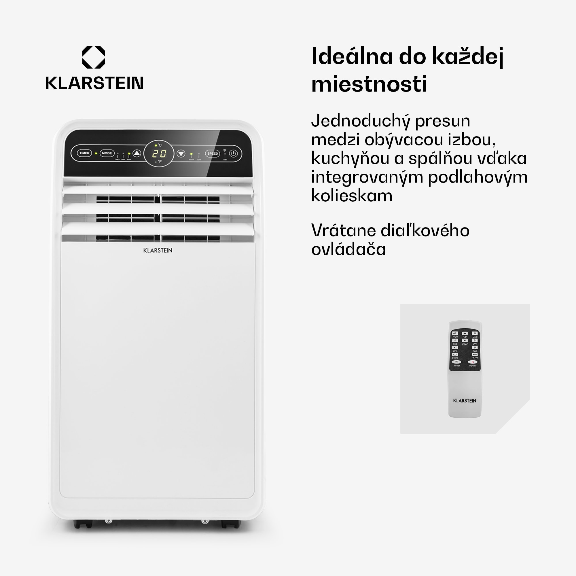 Klarstein Metrobreeze 9 New York City, mobilná klimatizácia, 9 000 BTU/2,6 kW, časovač, biela – Obrázok 4