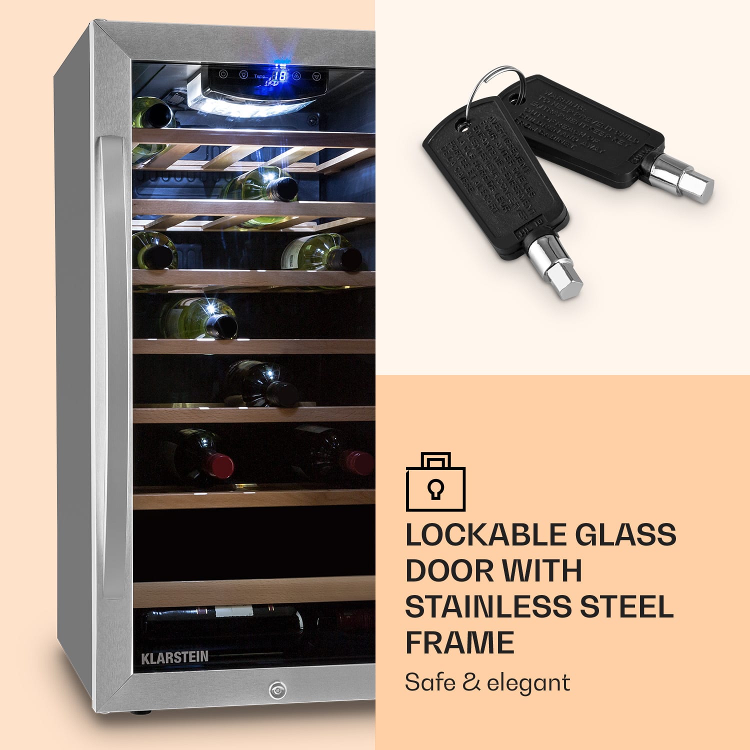 Klarstein Vivo Vino 26, 88 l, vinotéka, 26 fliaš, čierna, LED – Obrázok 4