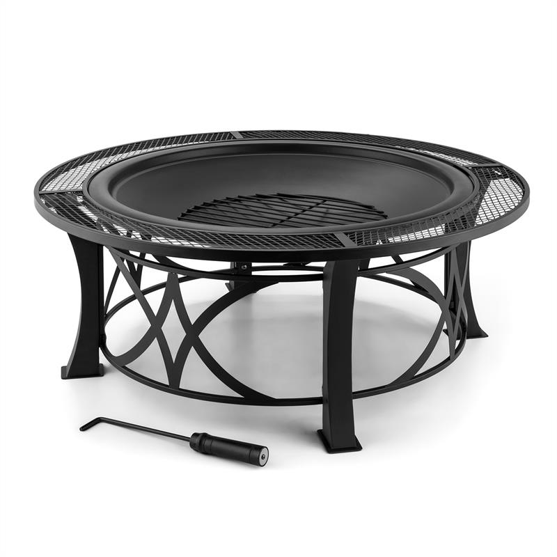Blumfeldt Ronda, ohnisko, Ø 95 cm, gril, ochrana pred iskrami, oceľ, brunírované – Obrázok 5