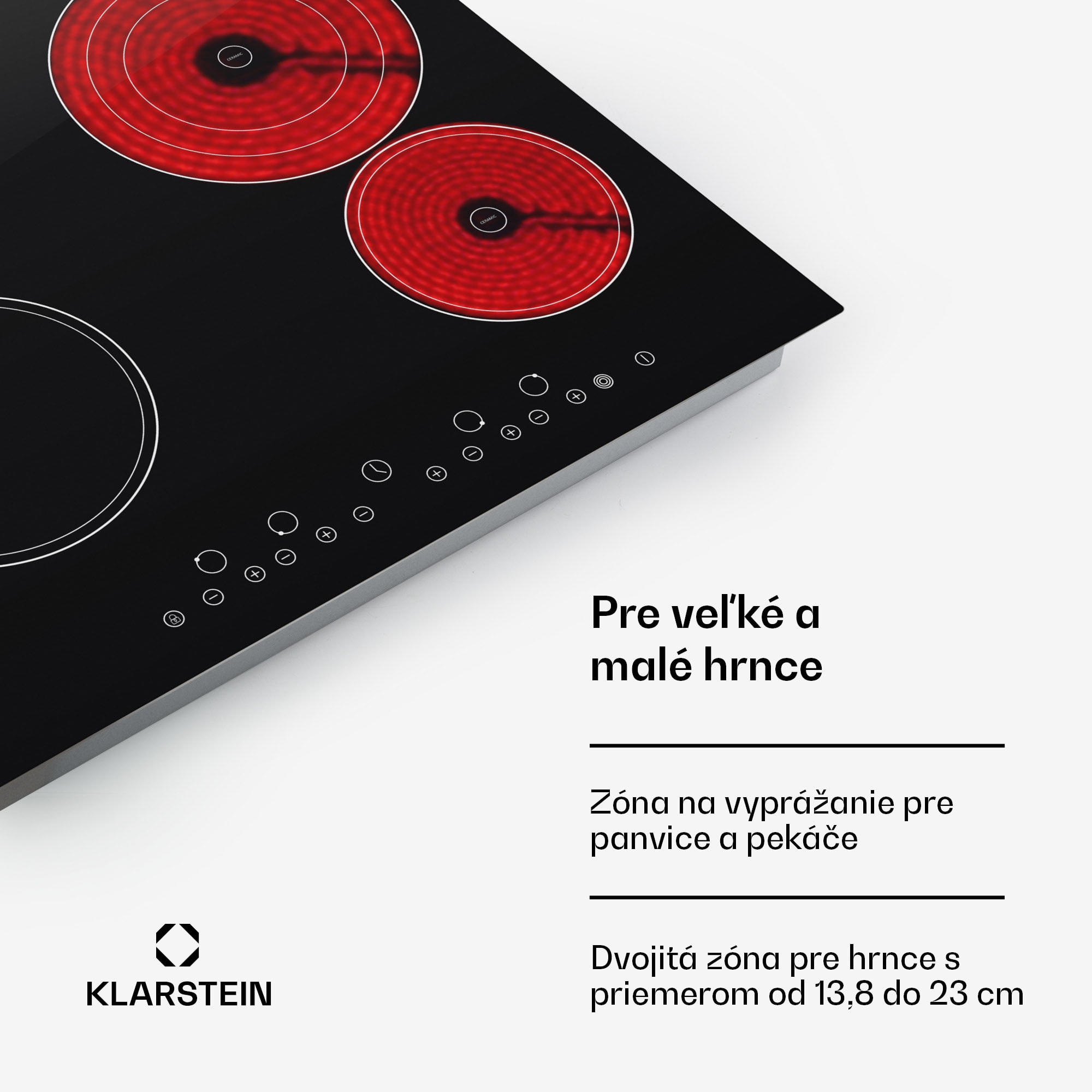 Klarstein Virtuosa, vstavaná varná doska, 6500 W, 4 zóny, 59 x 52 cm, sklokeramika – Obrázok 4