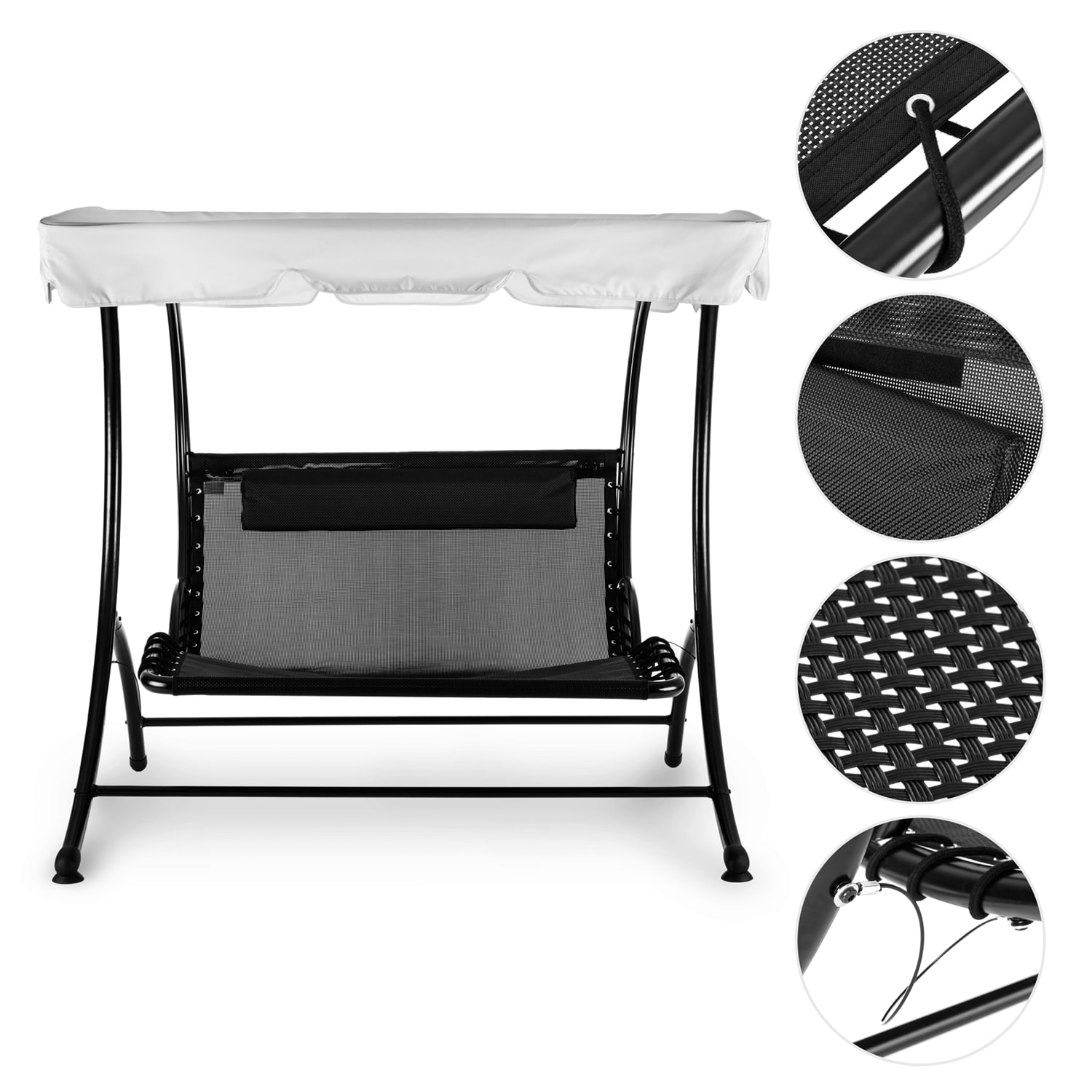 Blumfeldt Aristo, hojdacie ležadlo, záhradné ležadlo, záhradná hojdačka, vrátane vankúša, šedé – Obrázok 2