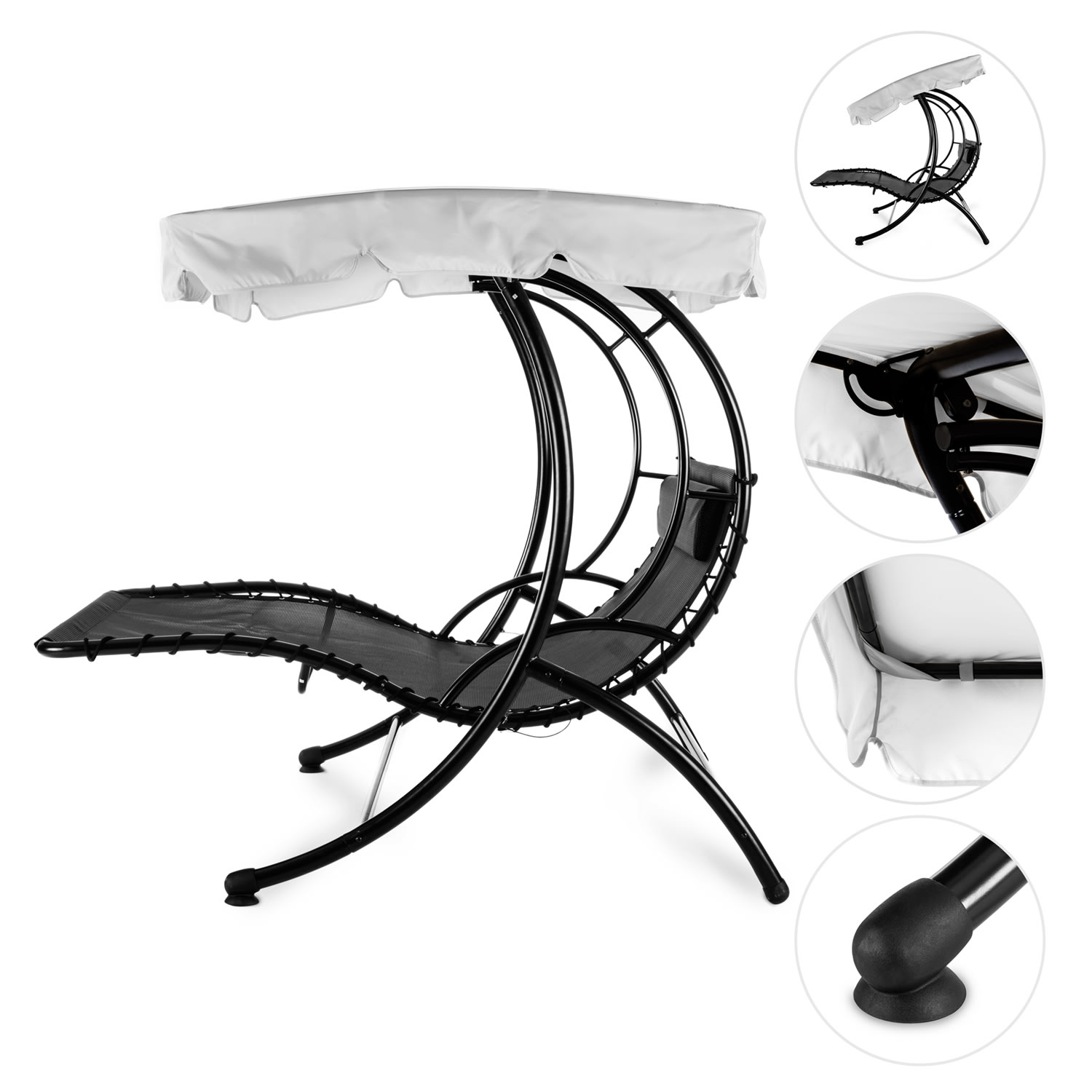 Blumfeldt Aristo, hojdacie ležadlo, záhradné ležadlo, záhradná hojdačka, vrátane vankúša, šedé – Obrázok 3