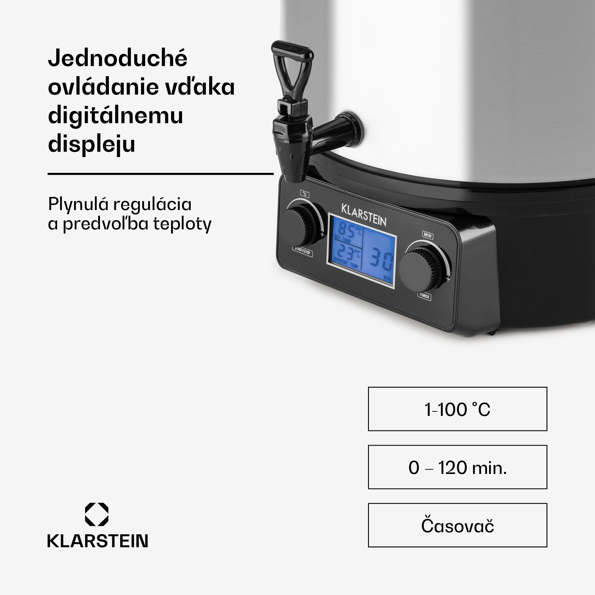 Klarstein Biggie Digital, zavárací hrniec, 27 l, 2000 W, nehrdzavejúca oceľ – Obrázok 4
