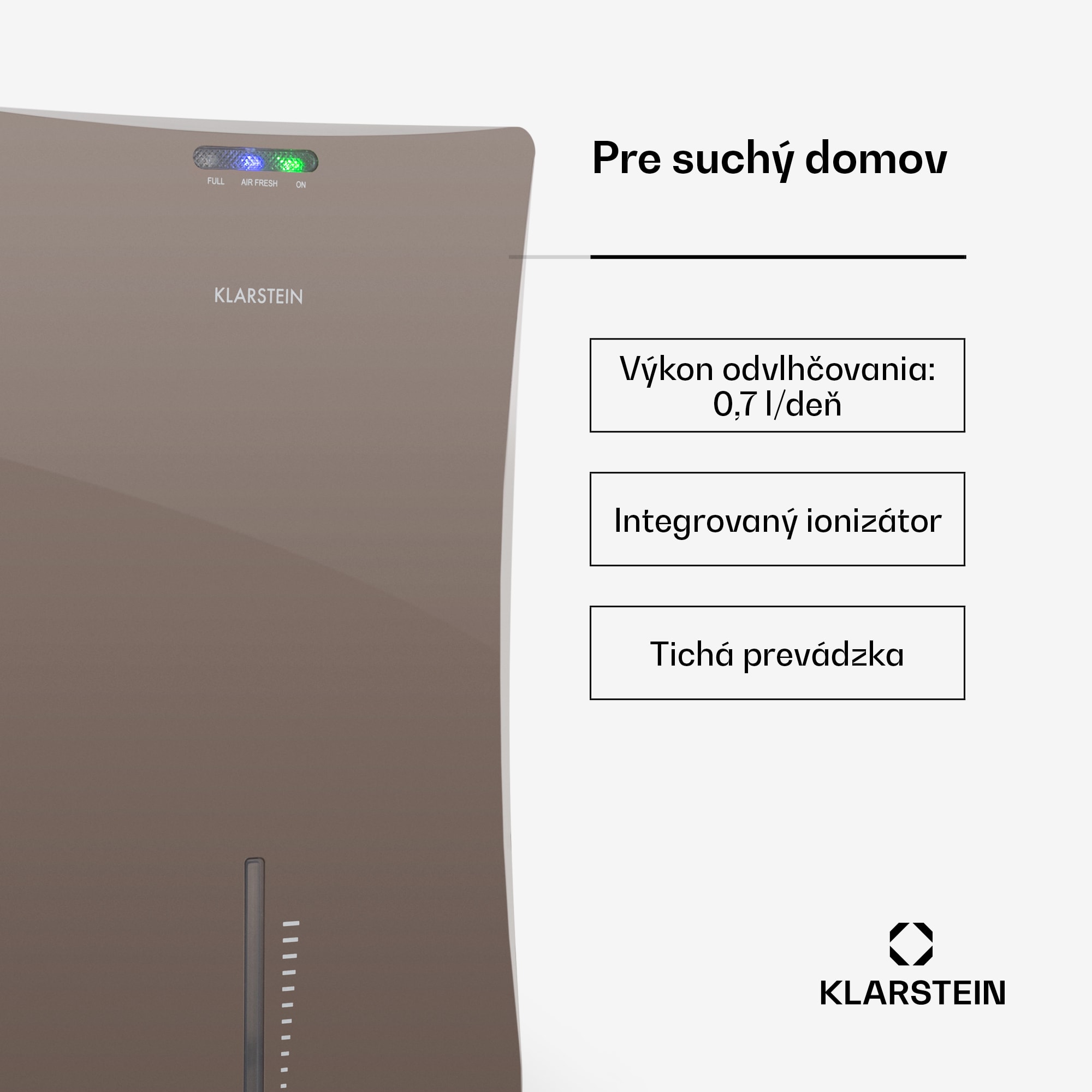 Klarstein Drybest 2000 2G, odvlhčovač vzduchu, ionizátor, 700 ml/d, 70 W, sivý – Obrázok 2