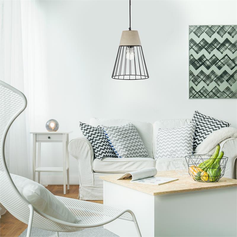 Loocida Sonnenstein Studie 78, betónová visiaca lampa, závesná lampa, betón & oceľ – Obrázok 2