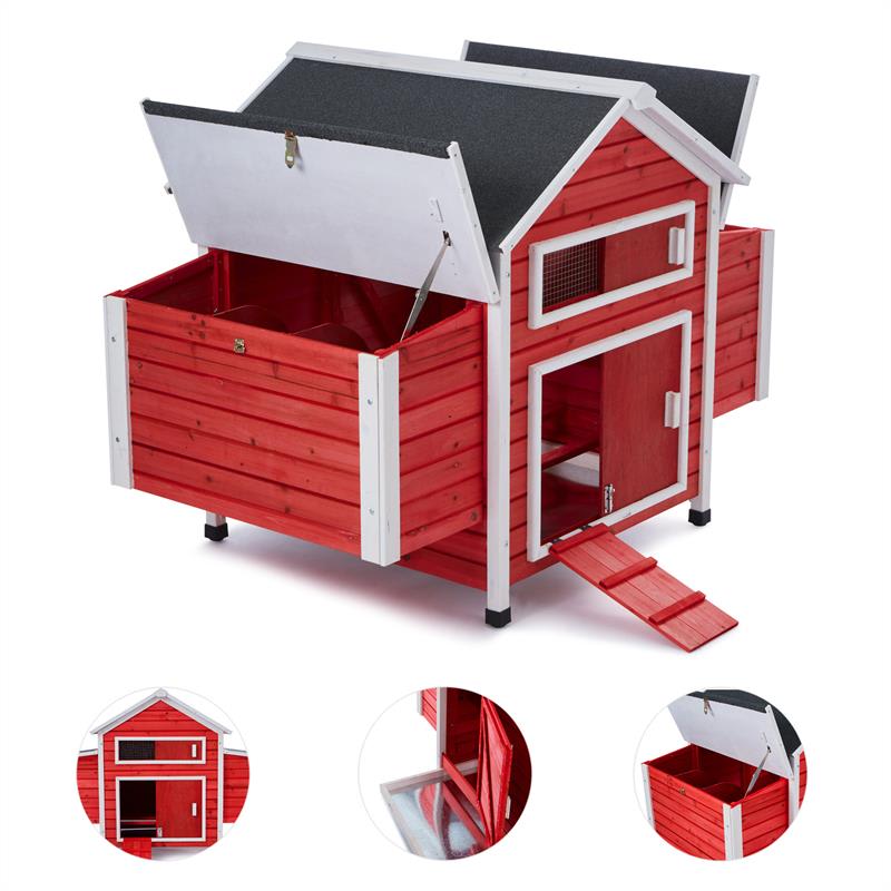 OneConcept Villa Hahnenkamm, kurín, 6 hniezd, 157 x 113 x 100 cm, drevo – Obrázok 3