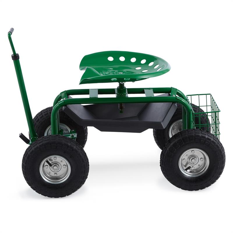 Waldbeck Park Ranger, záhradný vozík, 130 kg, pojazdný, odkladací priestor, oceľ, zelený – Obrázok 2