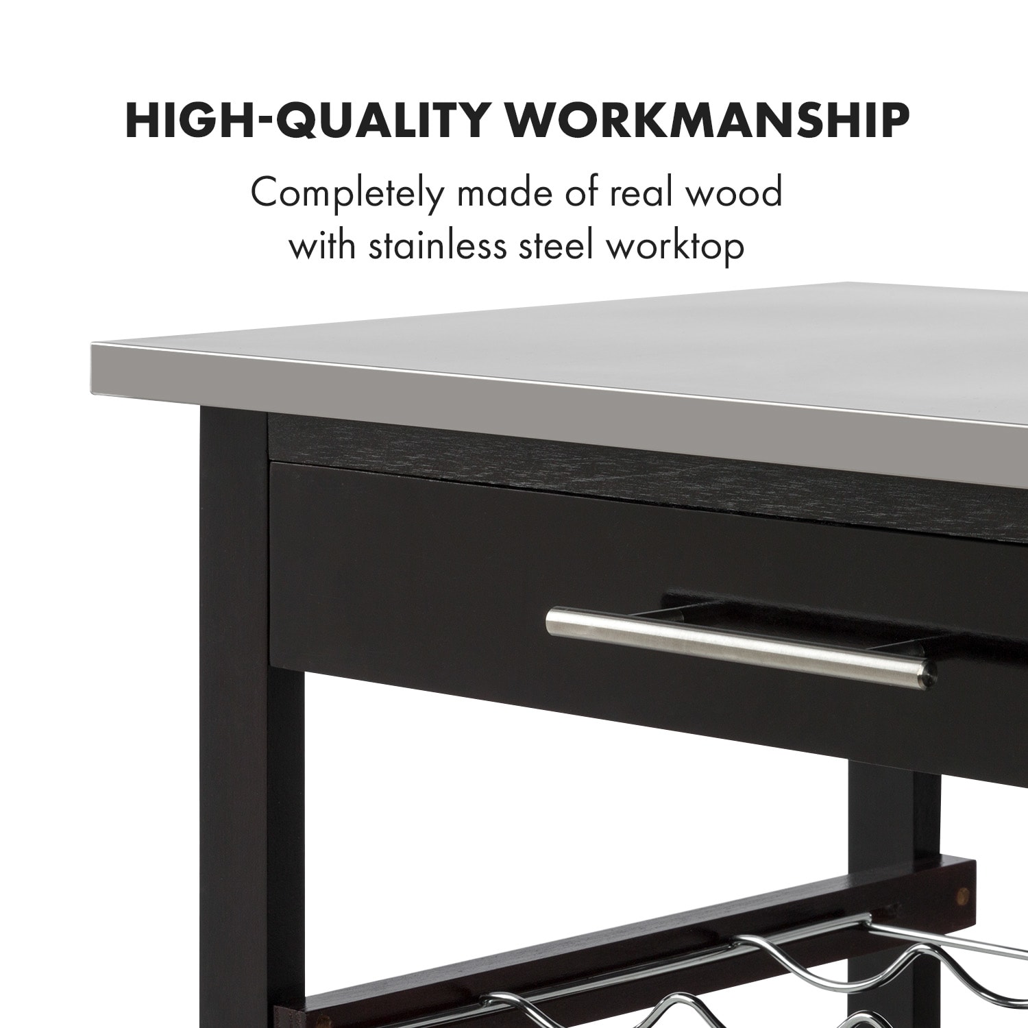 Klarstein Vermont, servírovací vozík, kuchynský vozík, 5 poschodí, drevo, ušľachtilá oceľ, mobilný – Obrázok 4