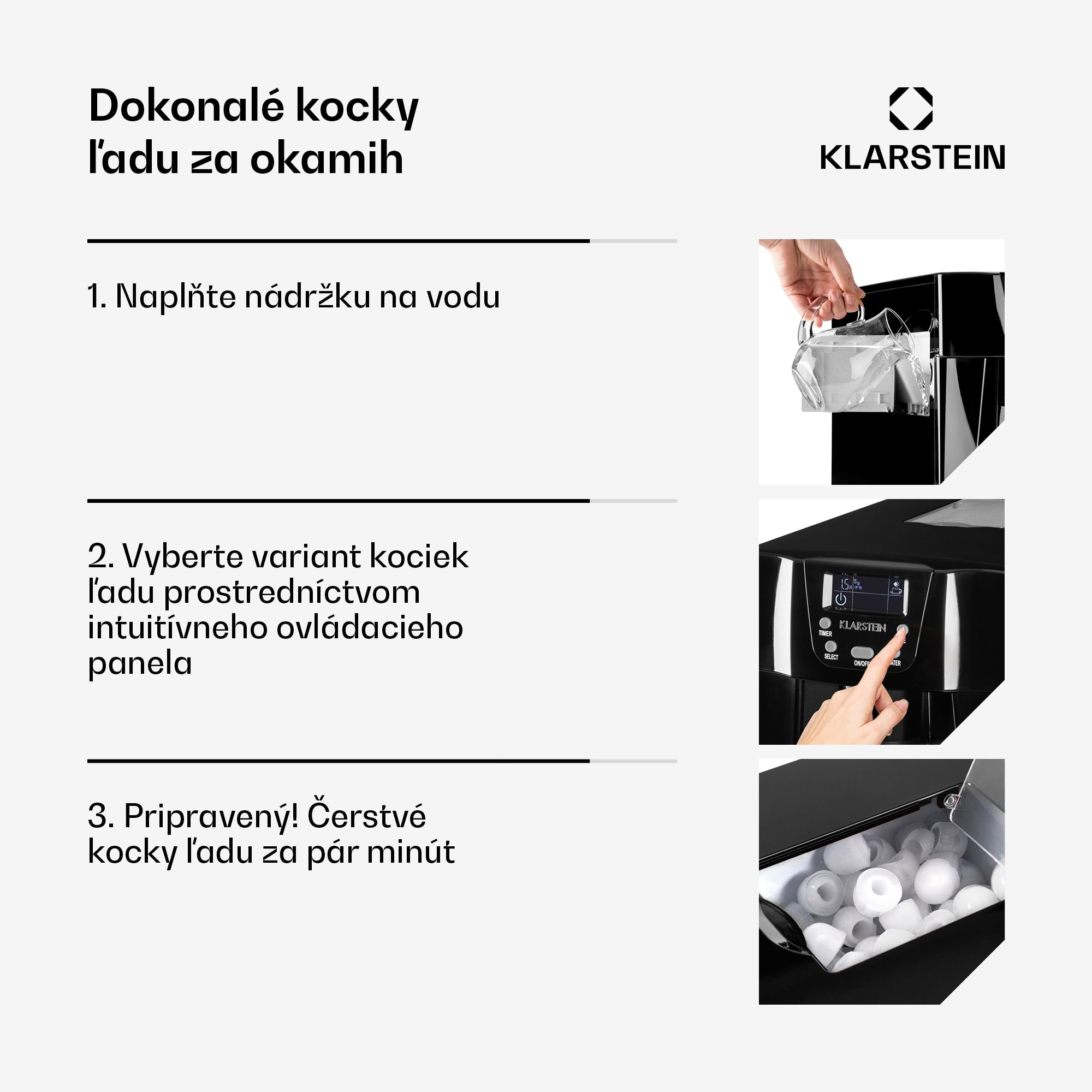 Klarstein Ice Volcano 2 G, výrobník ľadu, 12 kg/24 h, zariadenie na výrobu ľadu, LED, čierny – Obrázok 5