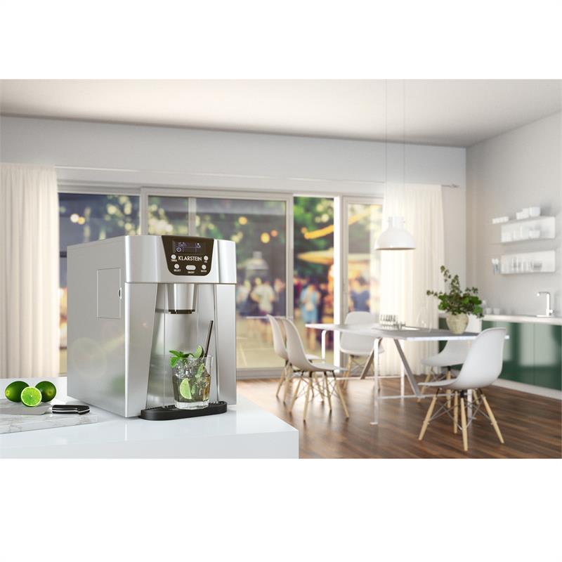 Klarstein Ice Volcano 2 GS, výrobník ľadu, 13 kg/24 h, zariadenie na výrobu ľadu, LED, strieborný – Obrázok 2