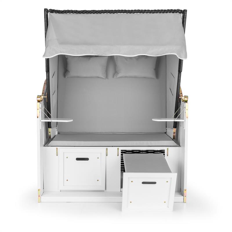 Blumfeldt Hiddensee, plážové sedenie, plážový kôš XL, dvojsedadlo, ležadlo, borovica, sivé – Obrázok 2