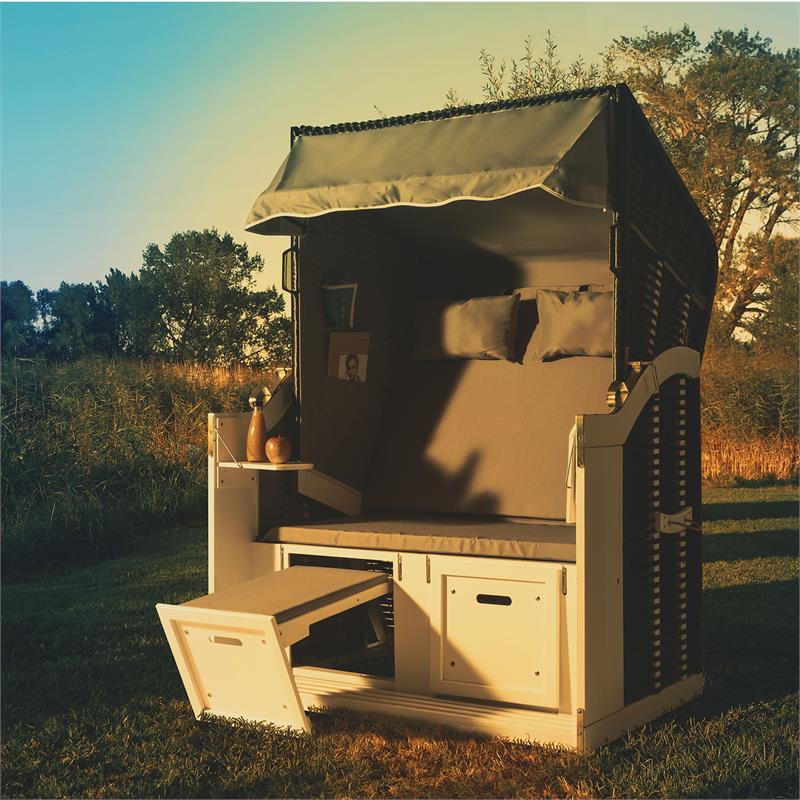 Blumfeldt Hiddensee, plážové sedenie, plážový kôš XL, dvojsedadlo, ležadlo, borovica, sivé – Obrázok 5