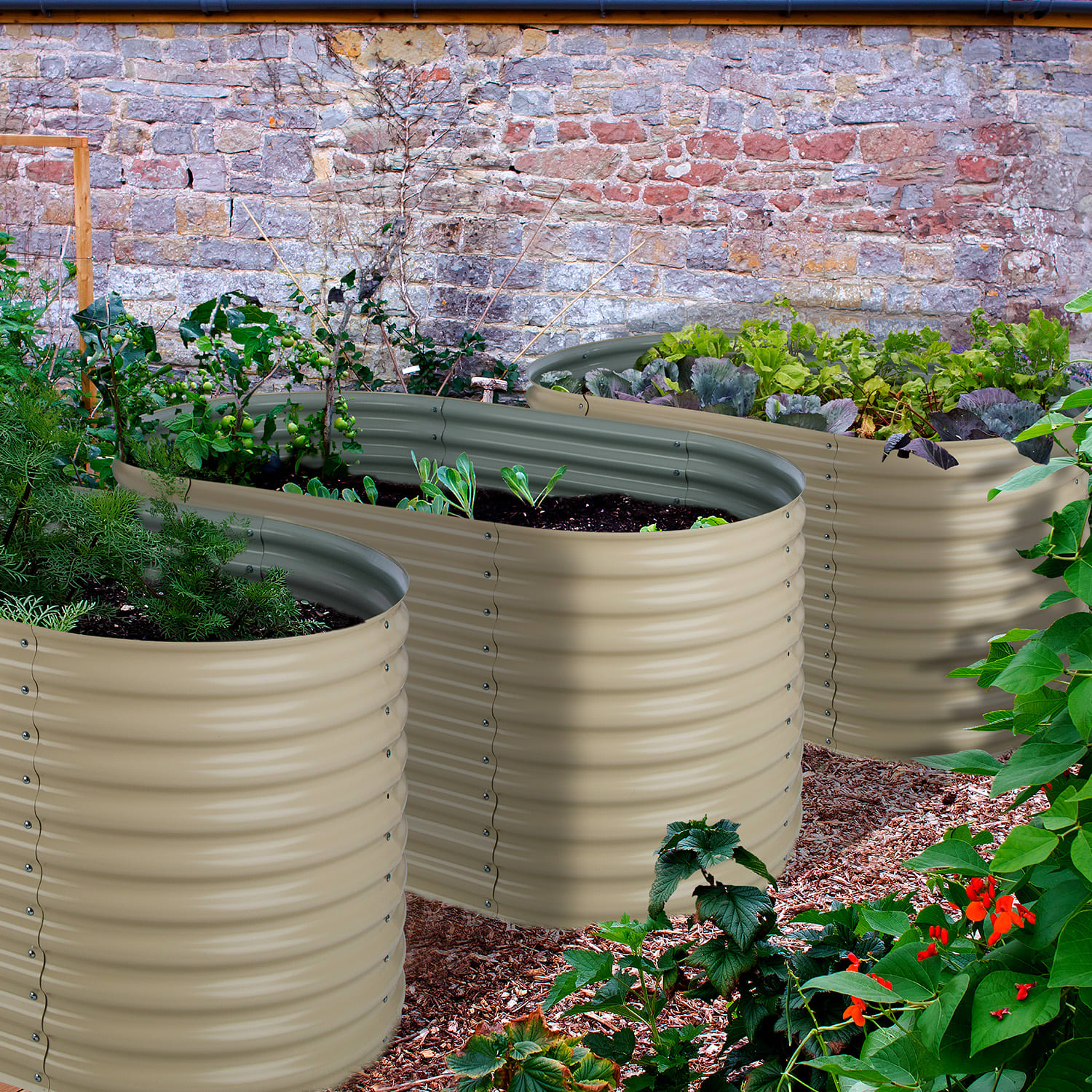 Blumfeldt High Grow, vyvýšený záhon, 1.6 m, pozinkovaný hliník, béžový – Obrázok 3