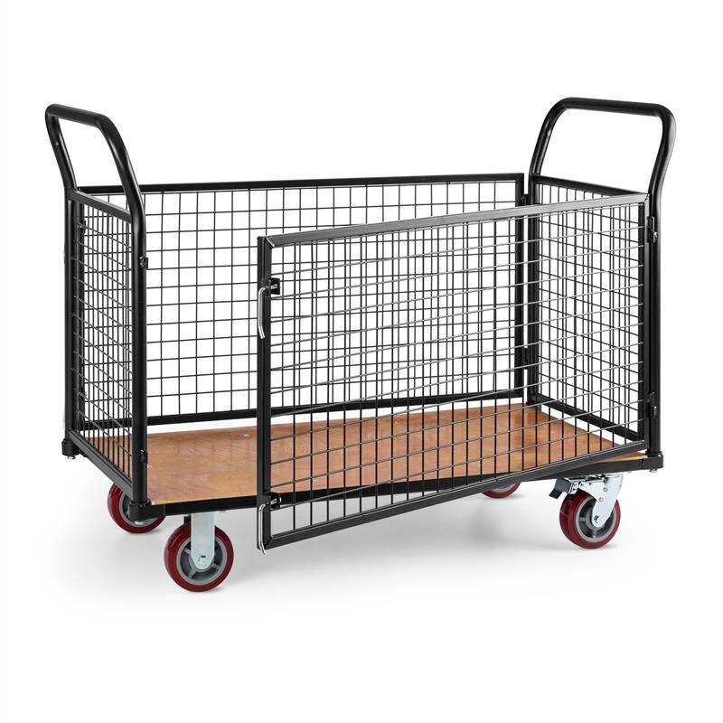 Waldbeck Loadster, mriežkový vozík, pojazdný, skladový vozík, max. 500 kg, drevený spodok, čierny – Obrázok 2
