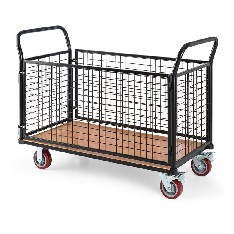 Waldbeck Loadster, mriežkový vozík, pojazdný, skladový vozík, max. 500 kg, drevený spodok, čierny – Obrázok 4