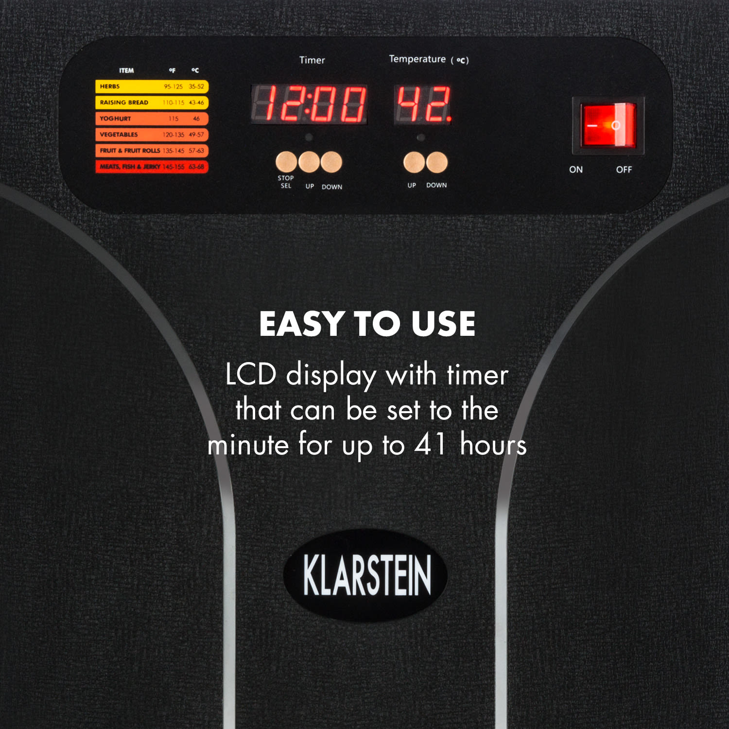 Klarstein Fruit Jerky 14, sušička ovocia, 1000 W, 30-70 °C, 14 poschodí, LCD displej – Obrázok 3