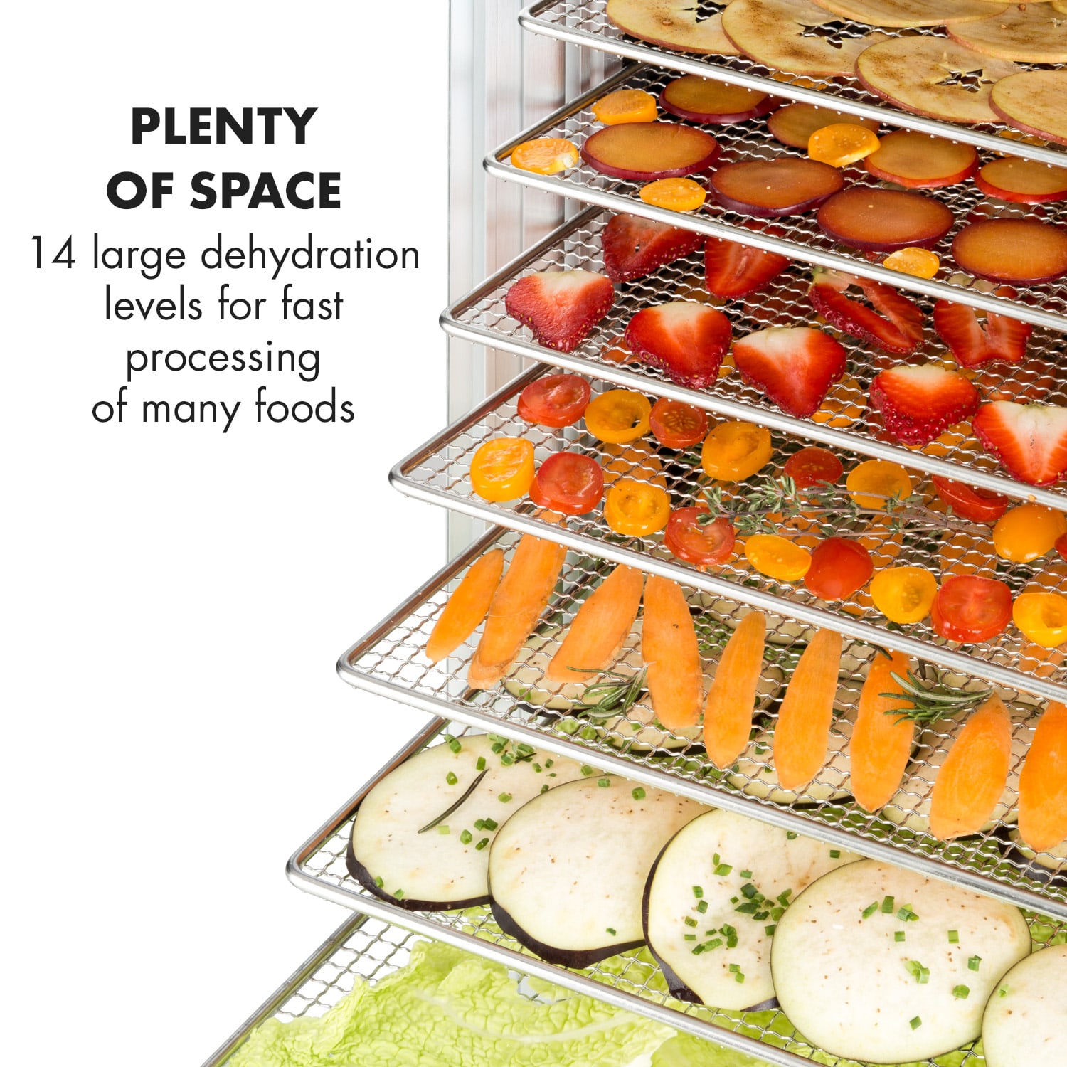 Klarstein Fruit Jerky 14, sušička ovocia, 1000 W, 30-70 °C, 14 poschodí, LCD displej – Obrázok 4