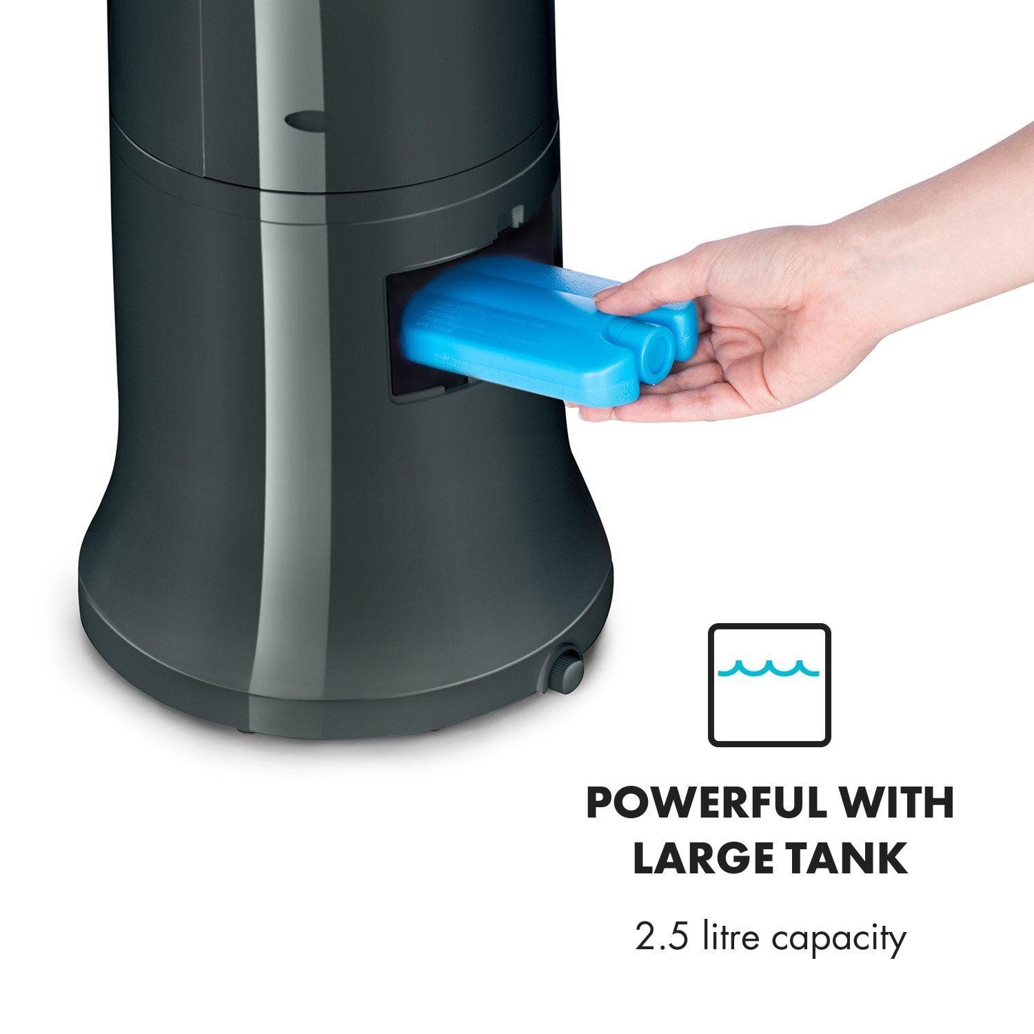 Klarstein Highrise, ochladzovač vzduchu, ventilátor, zvlhčovač vzduchu, 40 W, 2.5 l, chladiaci box – Obrázok 4