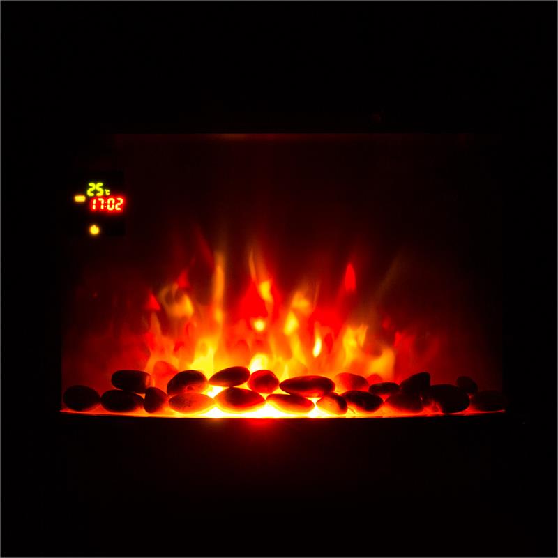 Klarstein Feuerschale, elektrický krb, 1800 W, nástenný, ilúzia plameňov, dekoračné kamene, čierny – Obrázok 4