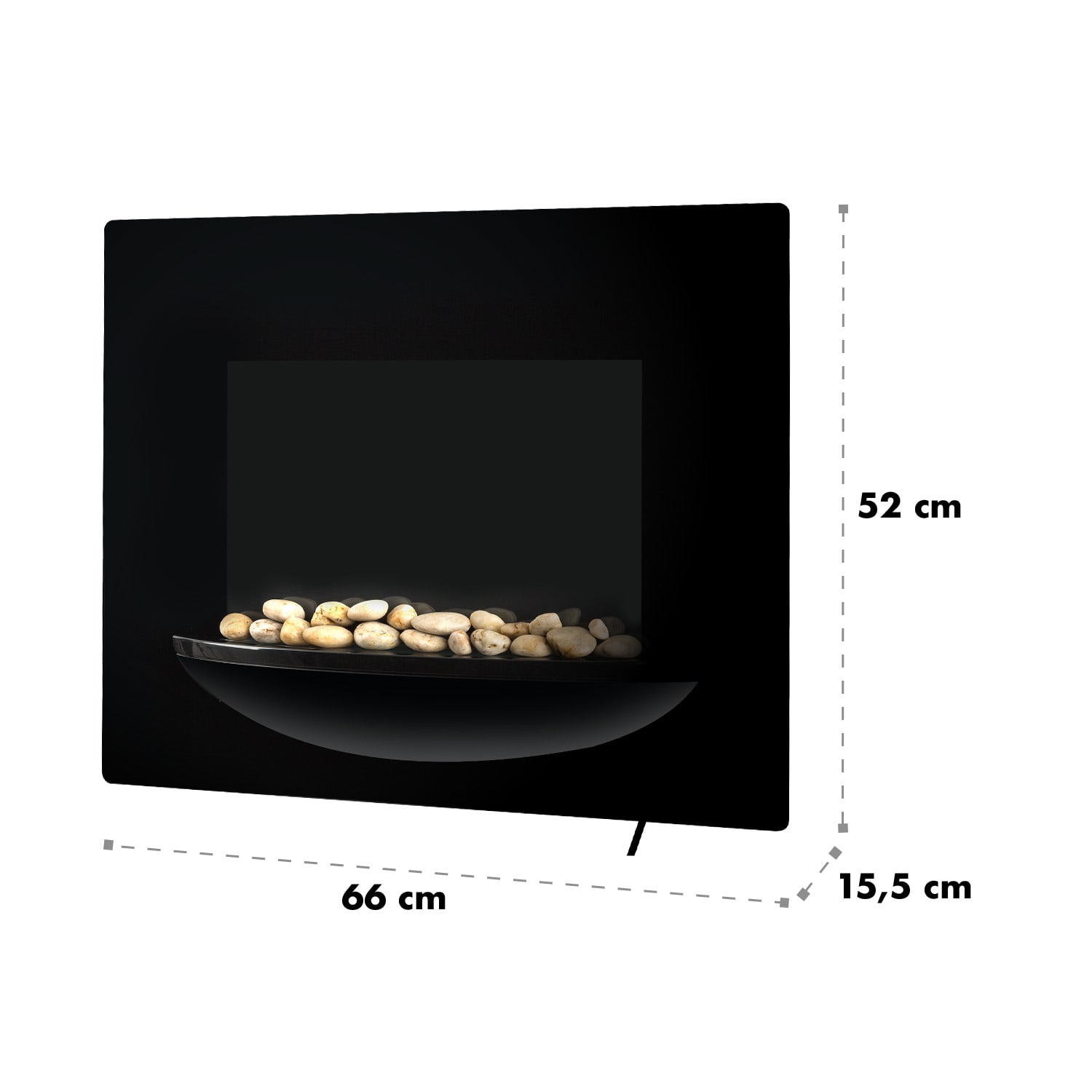 Klarstein Feuerschale, elektrický krb, 1800 W, nástenný, ilúzia plameňov, dekoračné kamene, čierny – Obrázok 5