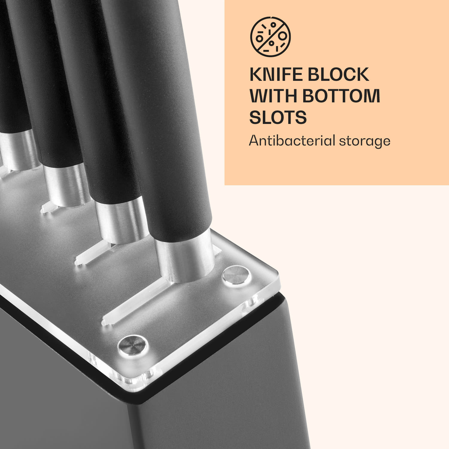 Klarstein Kitano, sada nožov s blokom, 8-dielna, 7 nožov, oceľ, luxusný drevený blok – Obrázok 5