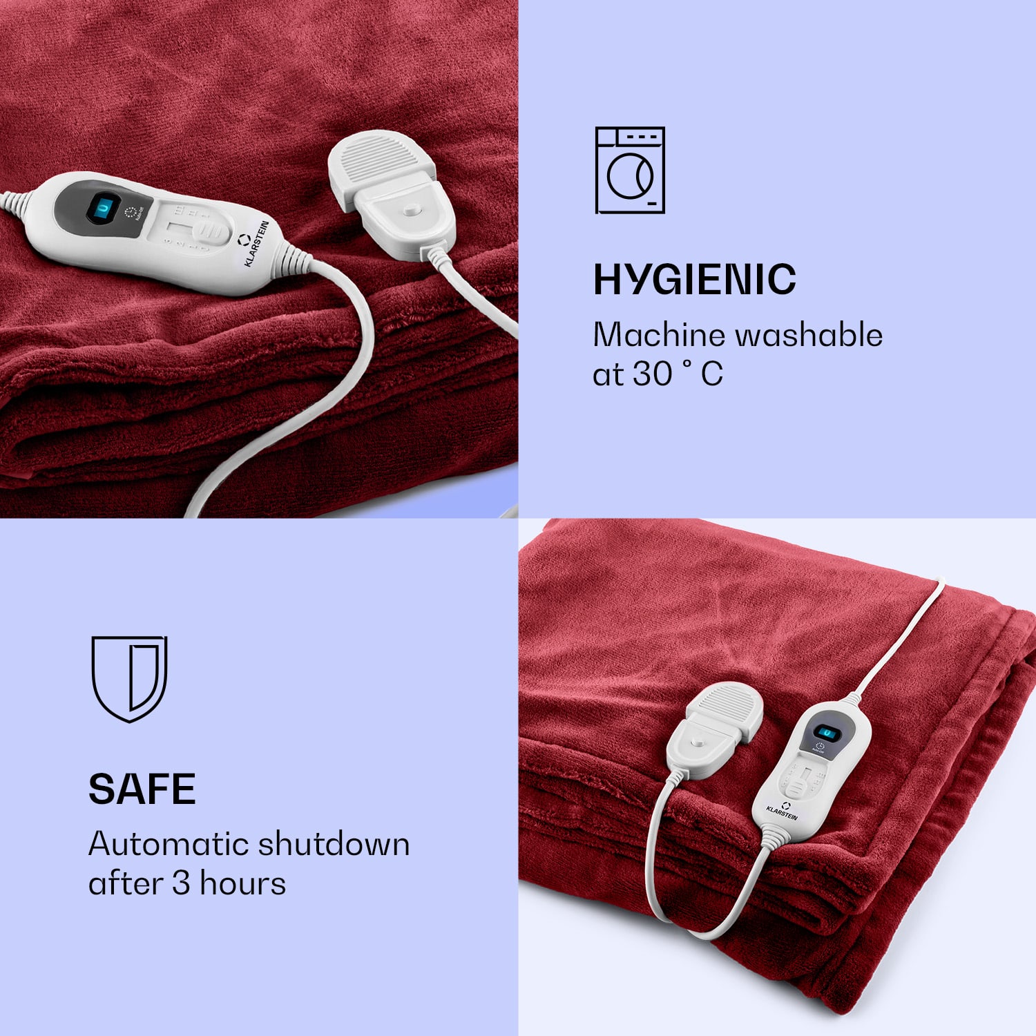 Klarstein Dr. Watson XL, vyhrievacia deka, 120 W, 3 úrovne ohrevu, 180 x 130 cm, ovládací panel – Obrázok 4
