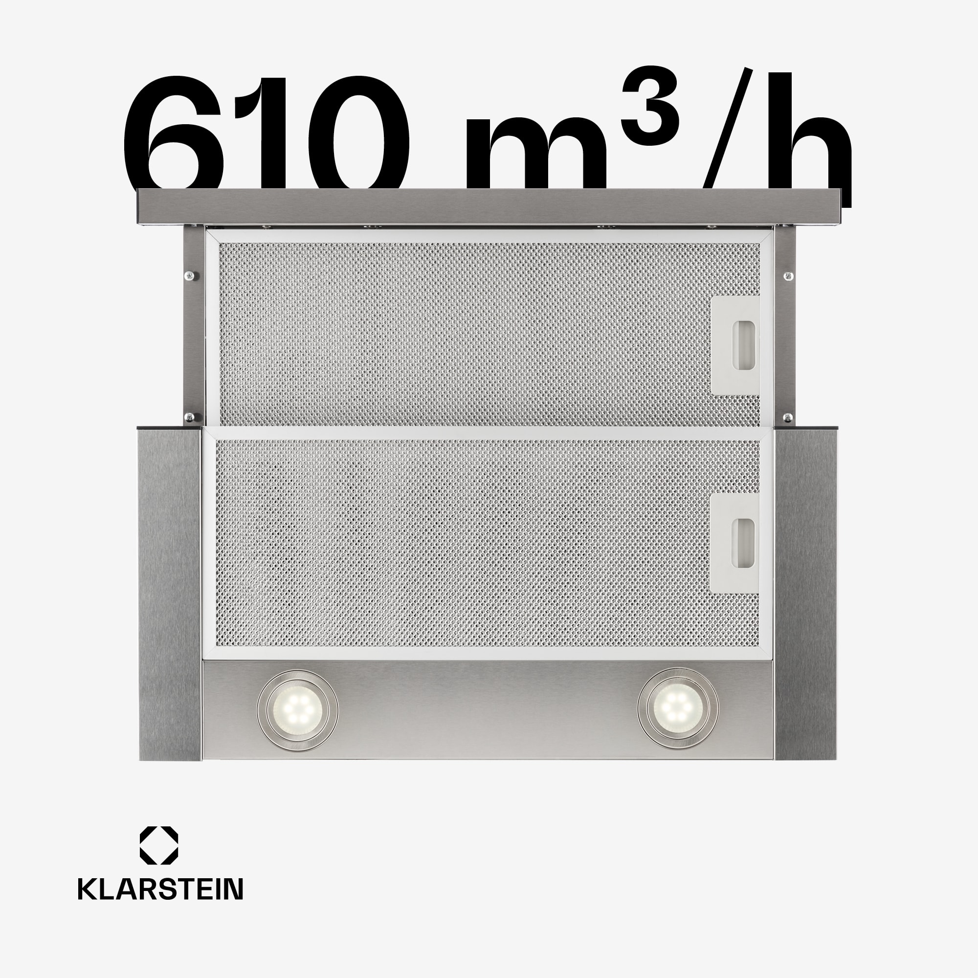 Klarstein Vinea, digestor, 60 cm, vstavaný, 610 m³/h, plochá konštrukcia, strieborný – Obrázok 4