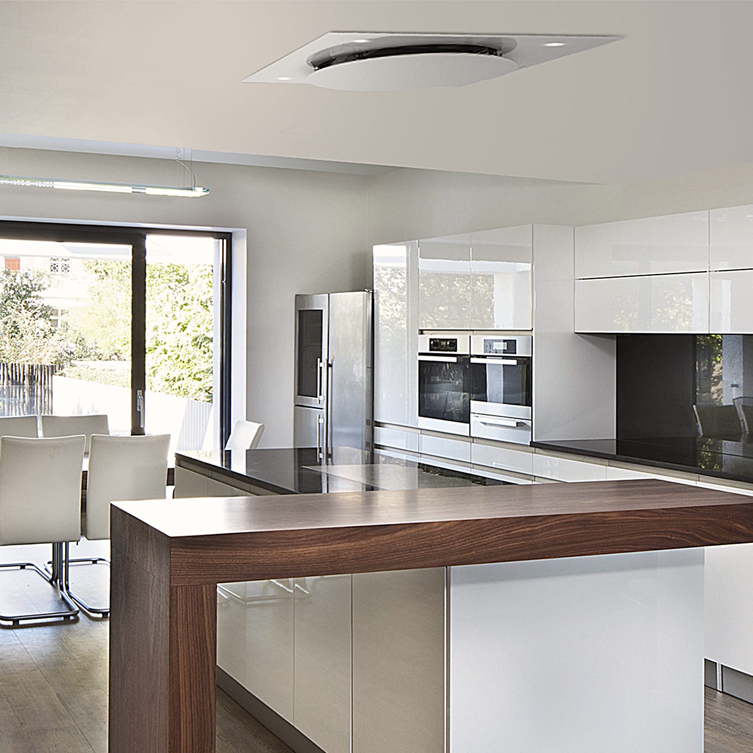 Klarstein Secret Service, digestor, 110 cm, stropný, 800 m³/h, sklo, LED, biely – Obrázok 2