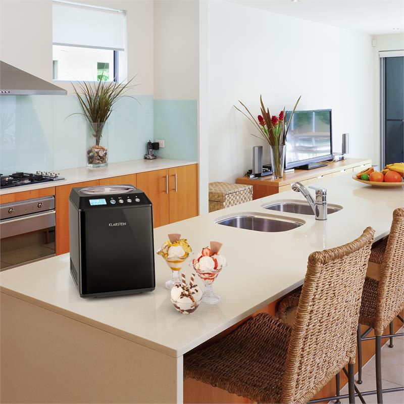 Klarstein Vanilly Sky Family, zmrzlinovač, výrobník zmrzliny a mrazeného jogurtu, 250 W, 2,5 l, čierny – Obrázok 2