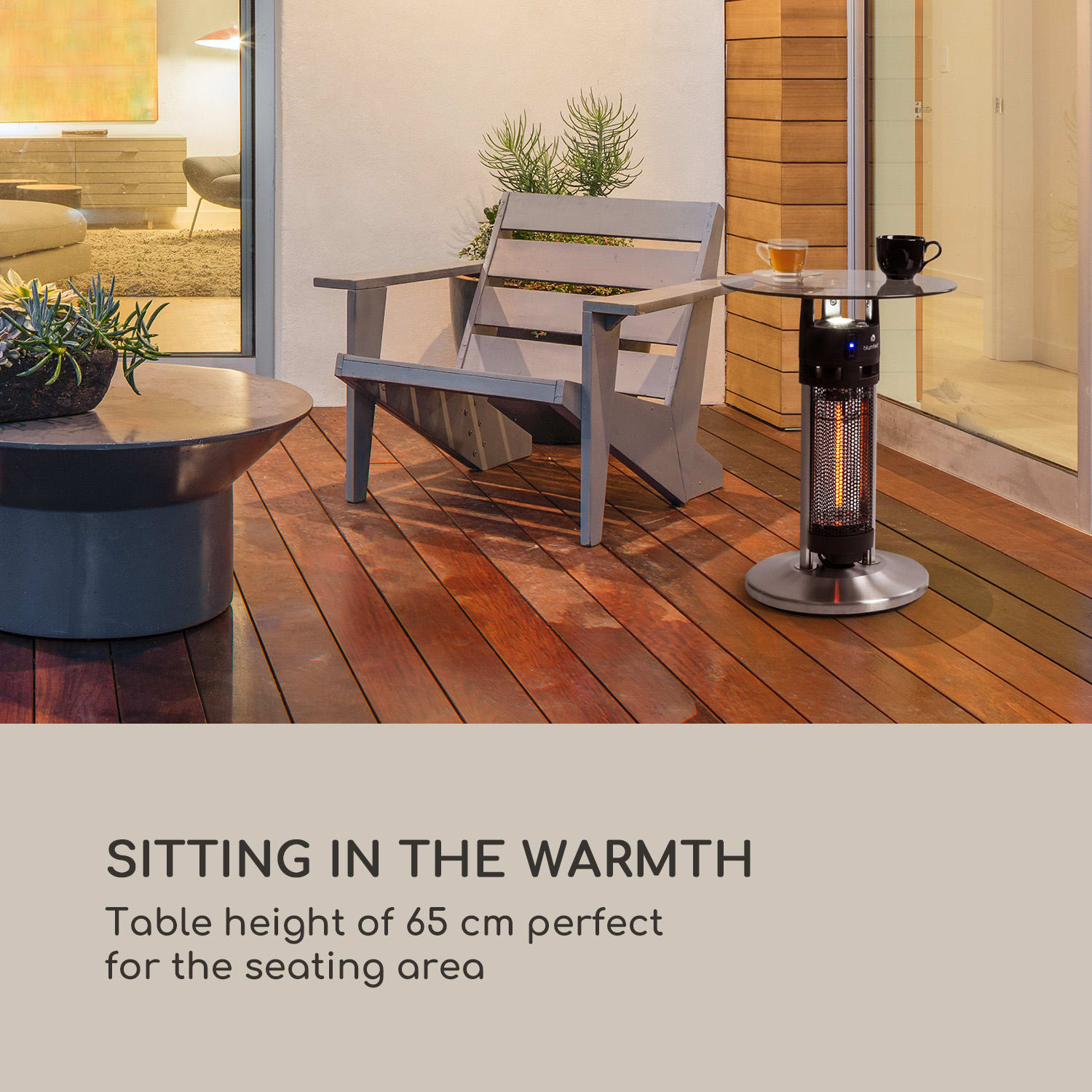 Blumfeldt Primal Heat 65, ohrievač, bistro stôl, 1200 W, uhlíkové IR výhrevné teleso, LED, 65 cm, sklo – Obrázok 3