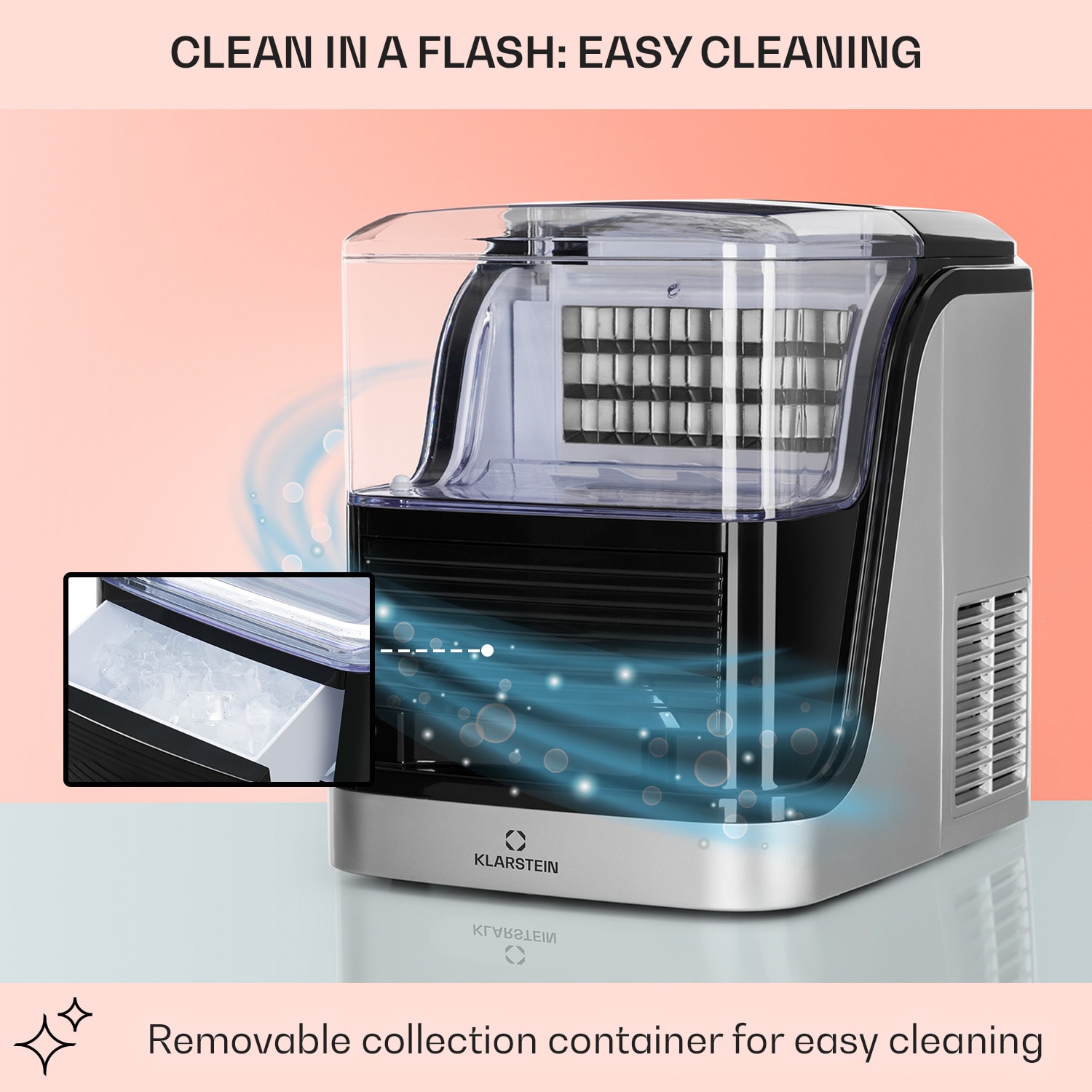 Klarstein Kristall, výrobník ľadu, krištáľovo číry ľad, 2 veľkosti, 2,5 l nádržka na vodu – Obrázok 5