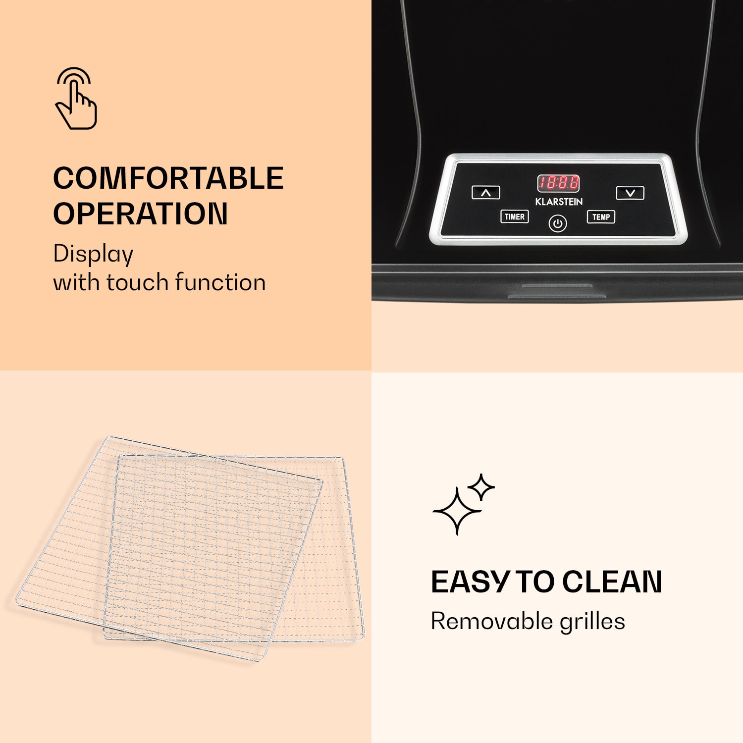 Klarstein Fruit Jerky Plus 9, sušička ovocia, 600-700 W, 35-70 °C, časovač, 9 poschodí – Obrázok 4