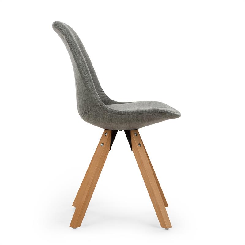 OneConcept Iseo, stolička, 2-dielna sada, polstrovaná PP-konštrukcia, brezové drevo, sivá farba – Obrázok 4