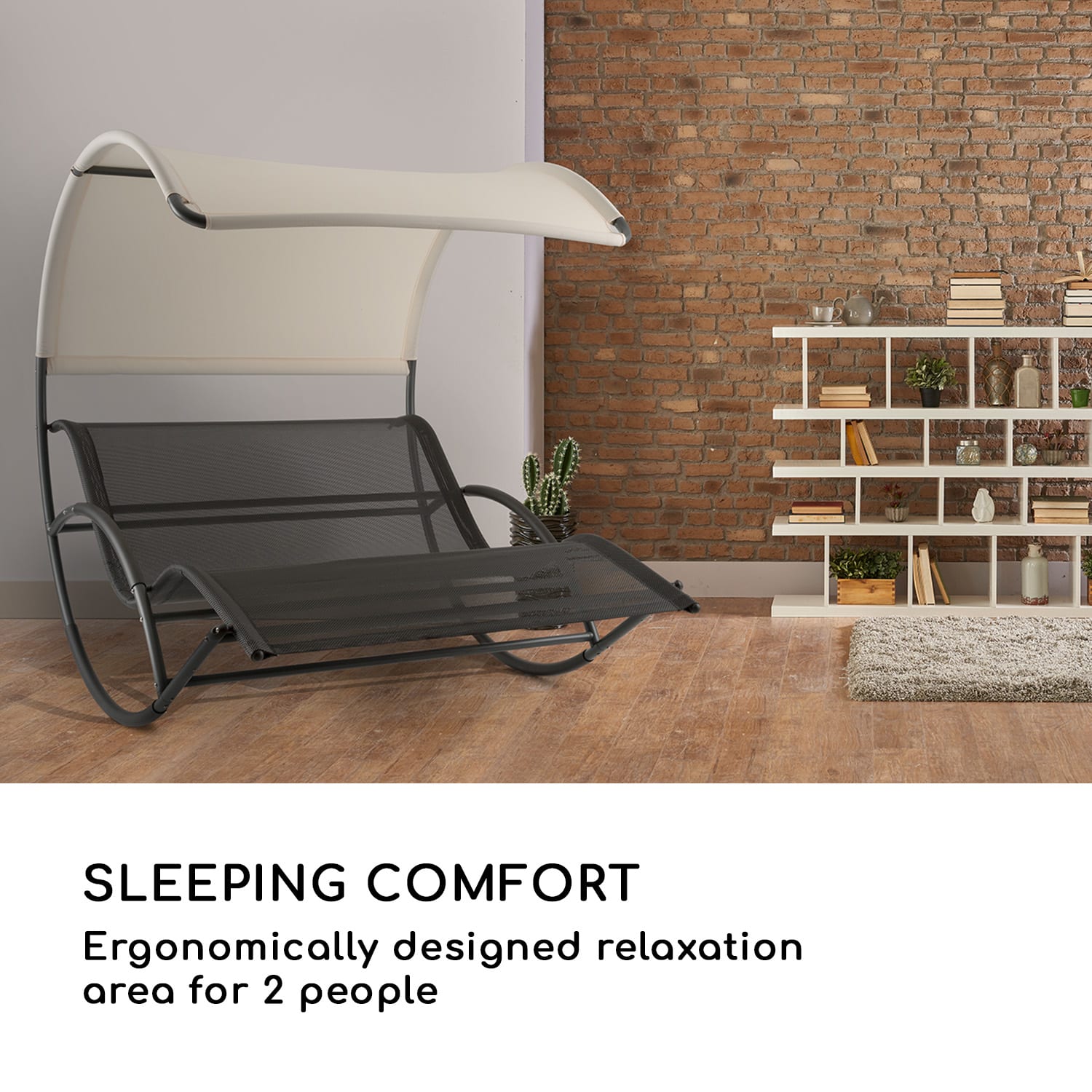 Blumfeldt The Big Easy, hojdacie ležadlo, nepremokavé, 350 kg max., UV ochrana, čierne – Obrázok 5