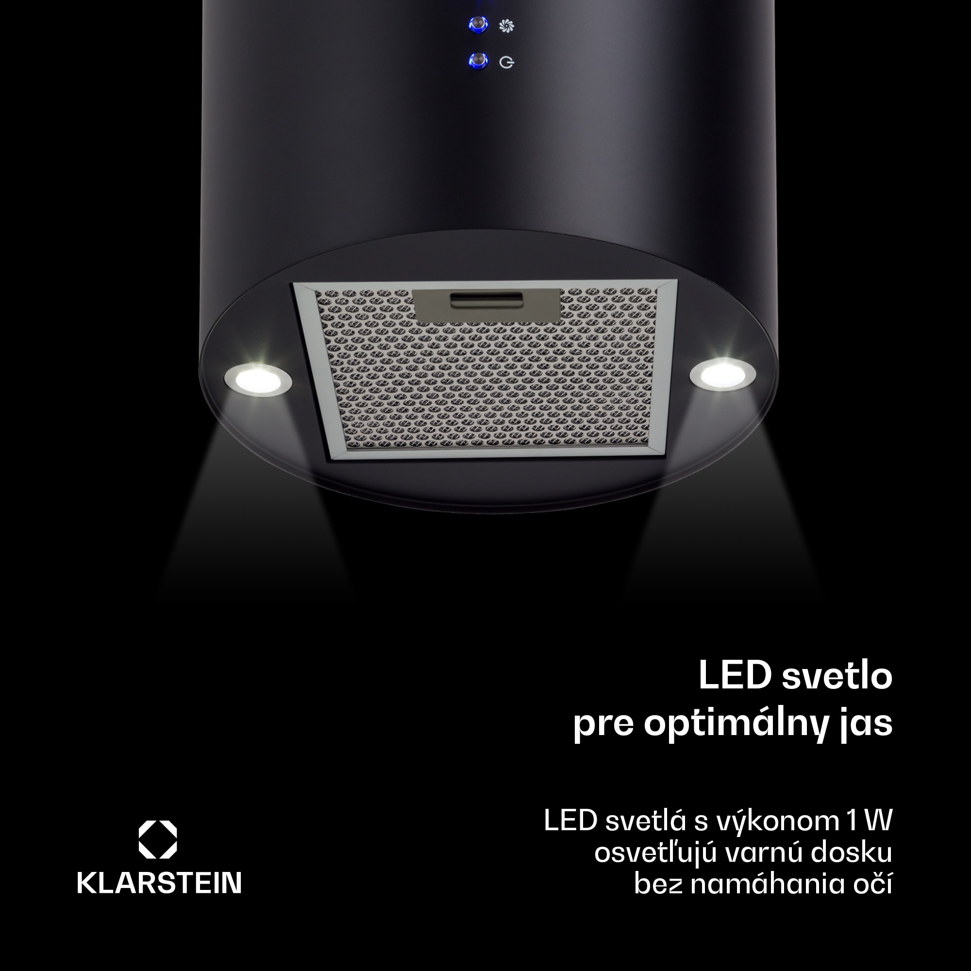 Klarstein Barett, digestor, 35 cm, ostrovčekový, 522 m³/h, LED, filter s aktívnym uhlím, čierny – Obrázok 4