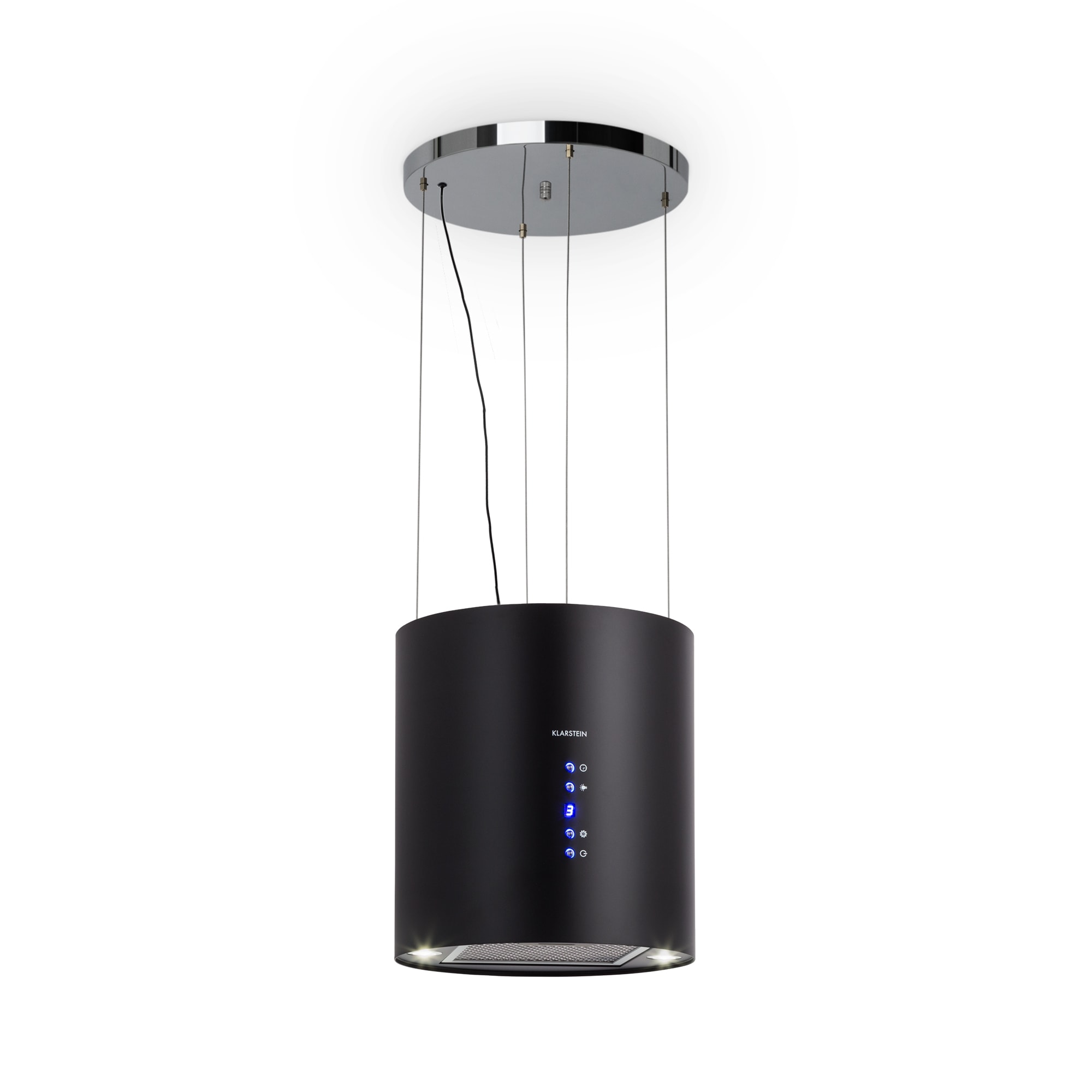 Klarstein Barett, digestor, 35 cm, ostrovčekový, 522 m³/h, LED, filter s aktívnym uhlím, čierny