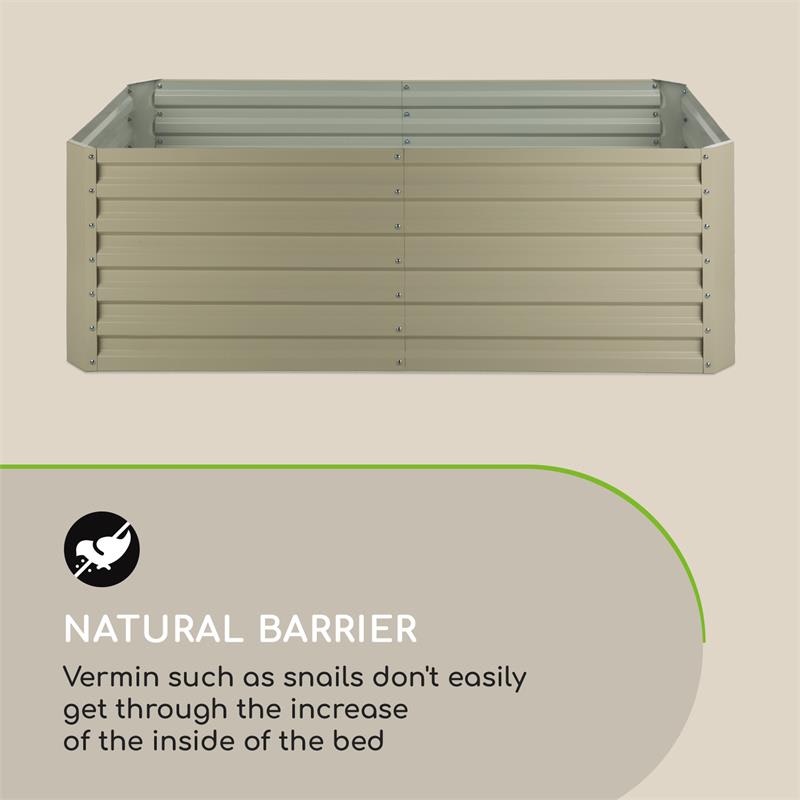 Blumfeldt High Grow Straight, vyvýšený záhon, 180 x 60 x 90 cm, 970 l, oceľ, pozinkovaný, béžový – Obrázok 5